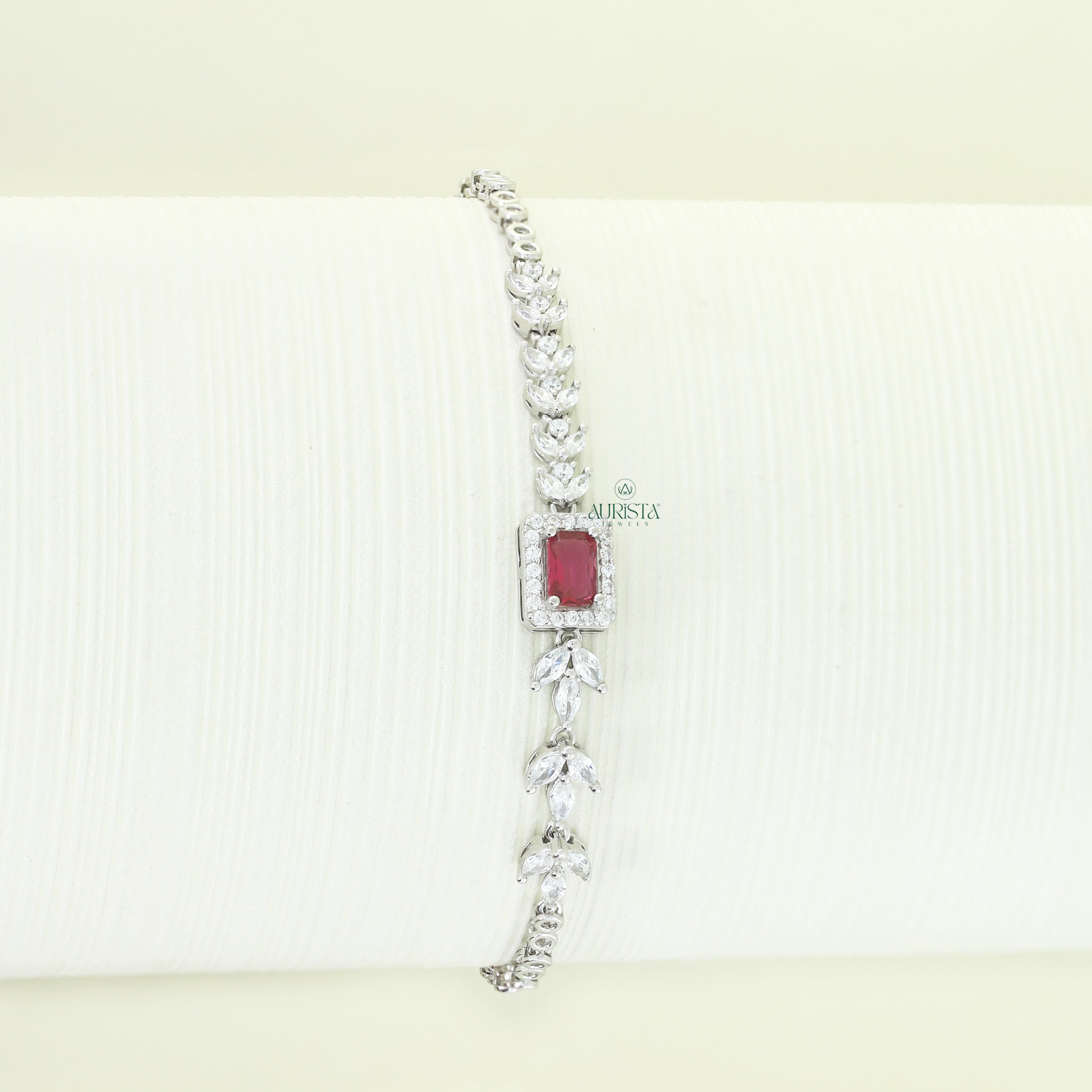 Royal Ruby Diamond Bracelet with Floral Design