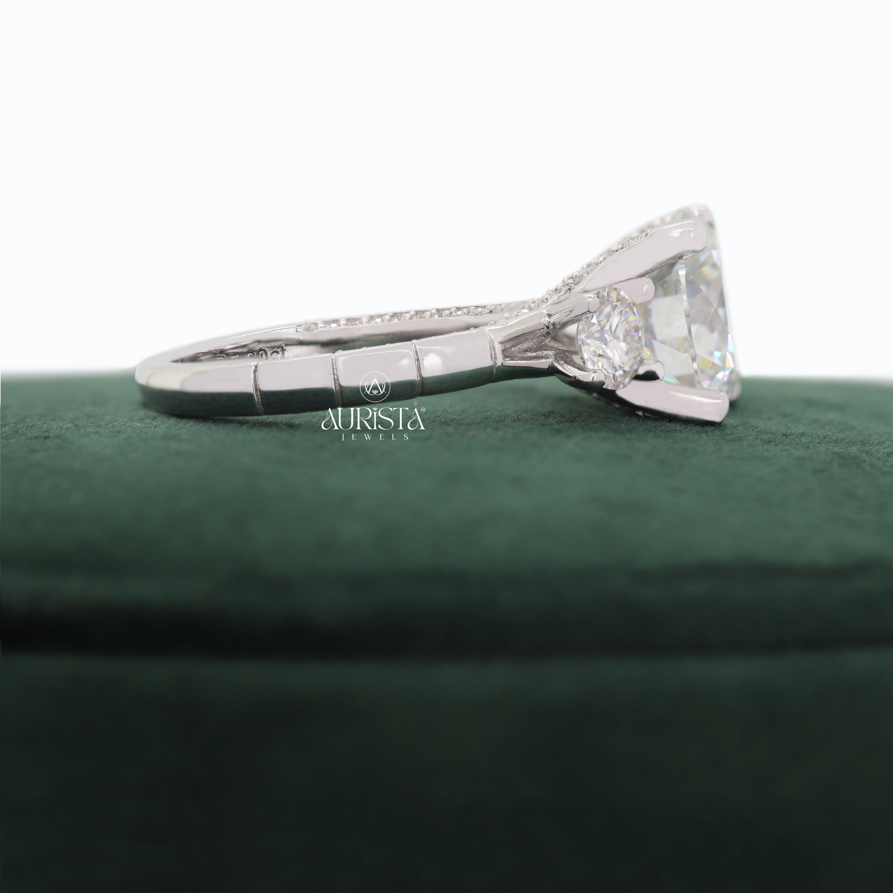 5 CT Lab Grown Diamond Three Stone Ring, Round Cut Anniversary Gift Ring