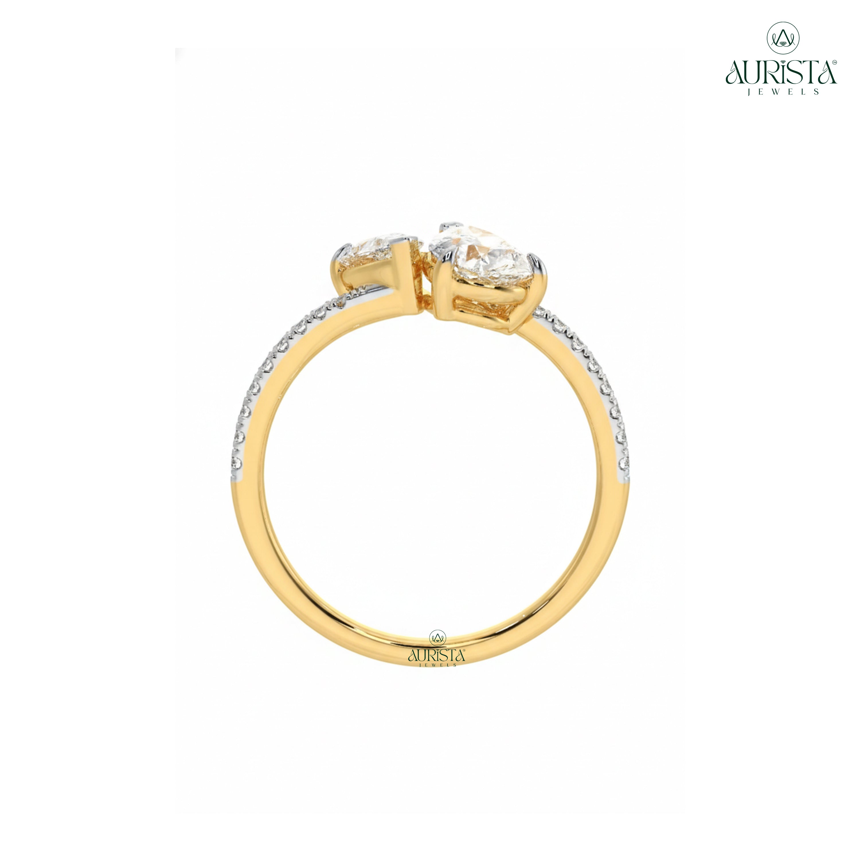 Pear Moissanite Diamond Ring  side-stone Ring Engagement Ring Stackable Band