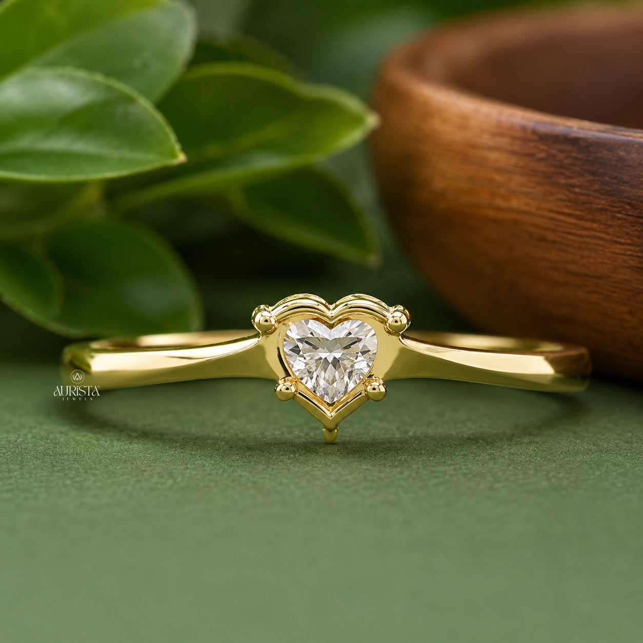 Heart Shape Lab Grown Diamond Ring, Minimalist Engagement Wedding Ring Solitaire