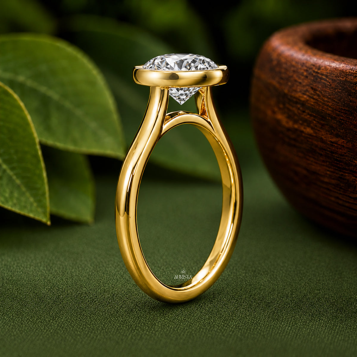 Oval Cut Lab Grown Diamond Bezel Ring, Minimalist Engagement Solitaire Wedding Band