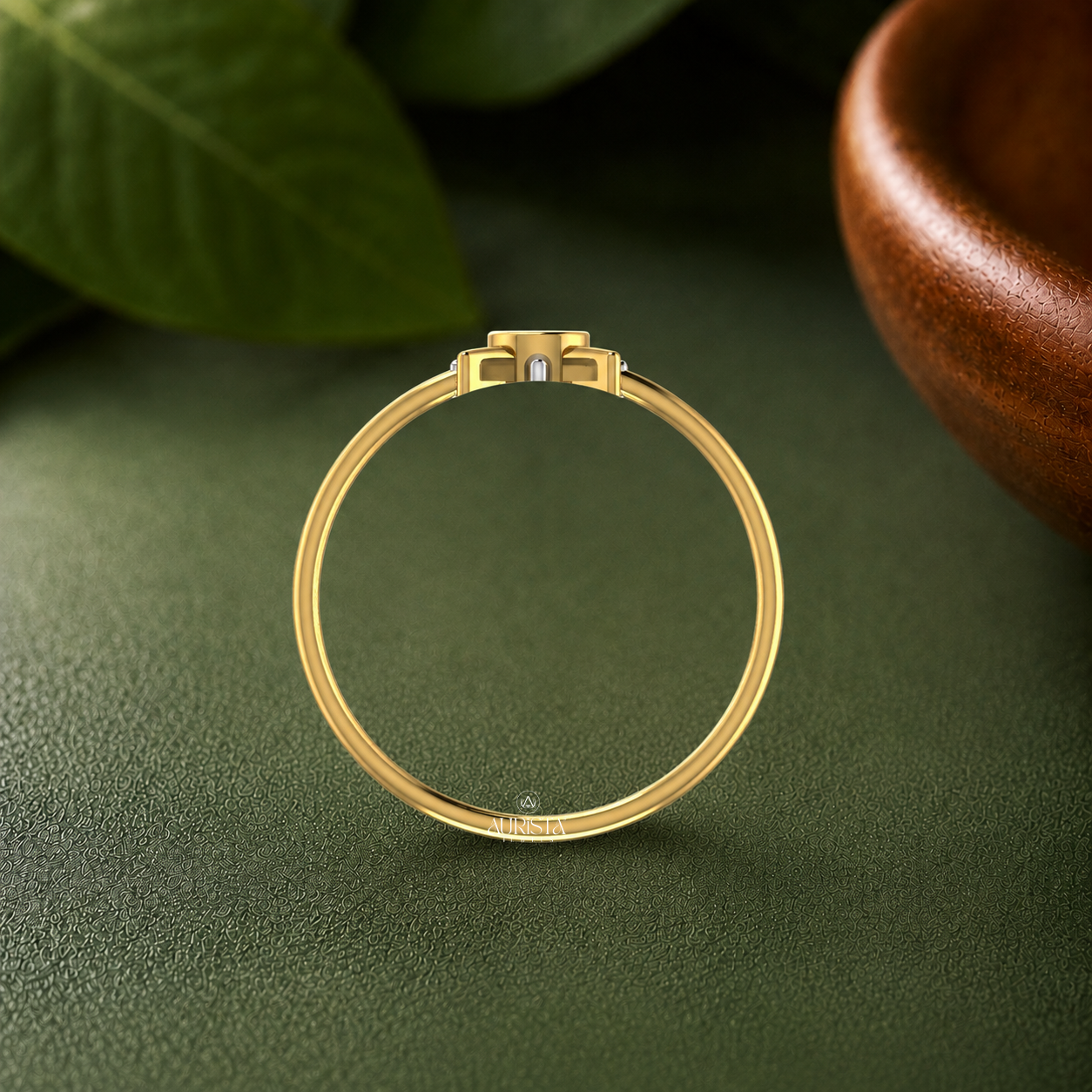 Lab Grown Diamond Gold North Star Ring Celestial Solitaire Stacking Band Statement