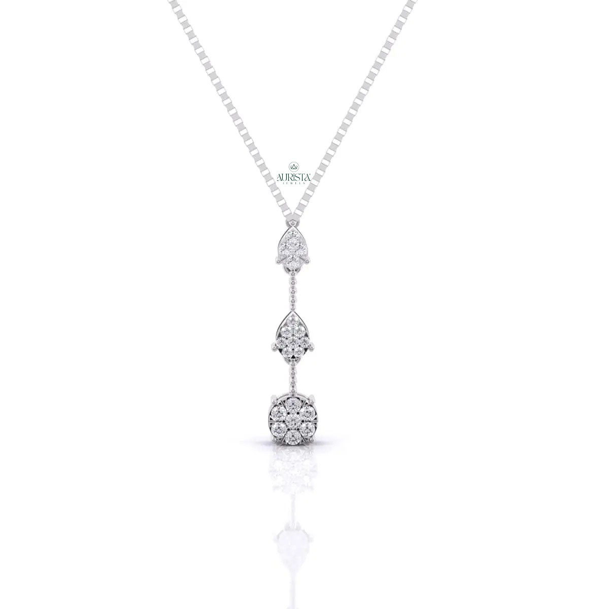 Gold Pendant Necklace Moissanite Diamond Floral Drop Minimalist Y Necklace Jewelry