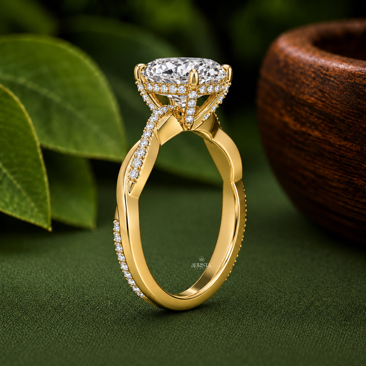 Oval Cut Lab Grown Diamond Twisted Ring, Minimalist Engagement Solitaire Bridal Jewelry