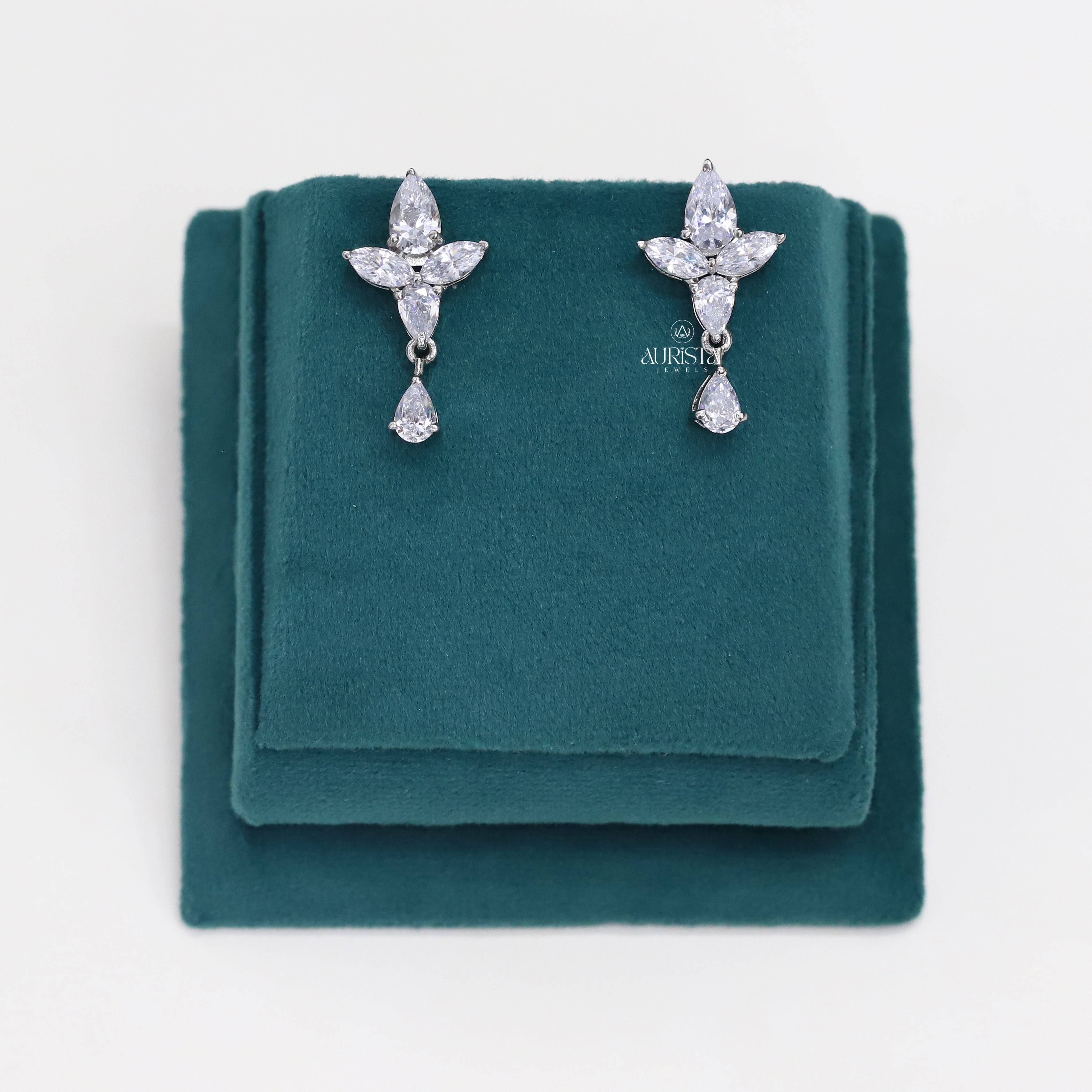 Prae and Marquise Cut Moissanite  Dangle Earrings Bridal Party Gift