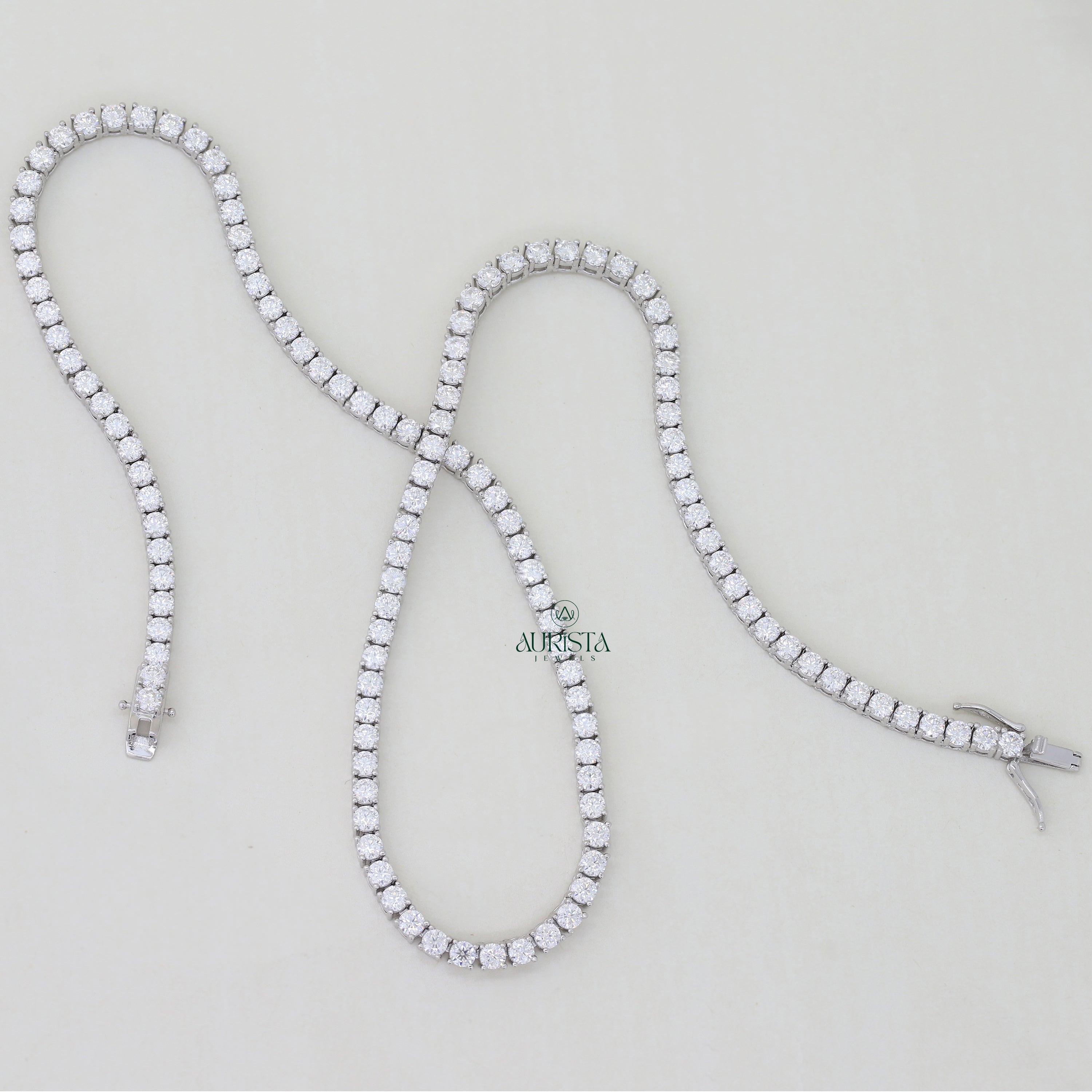 Whispers of Light – Moissanite Tennish Necklace with Round Diamonds