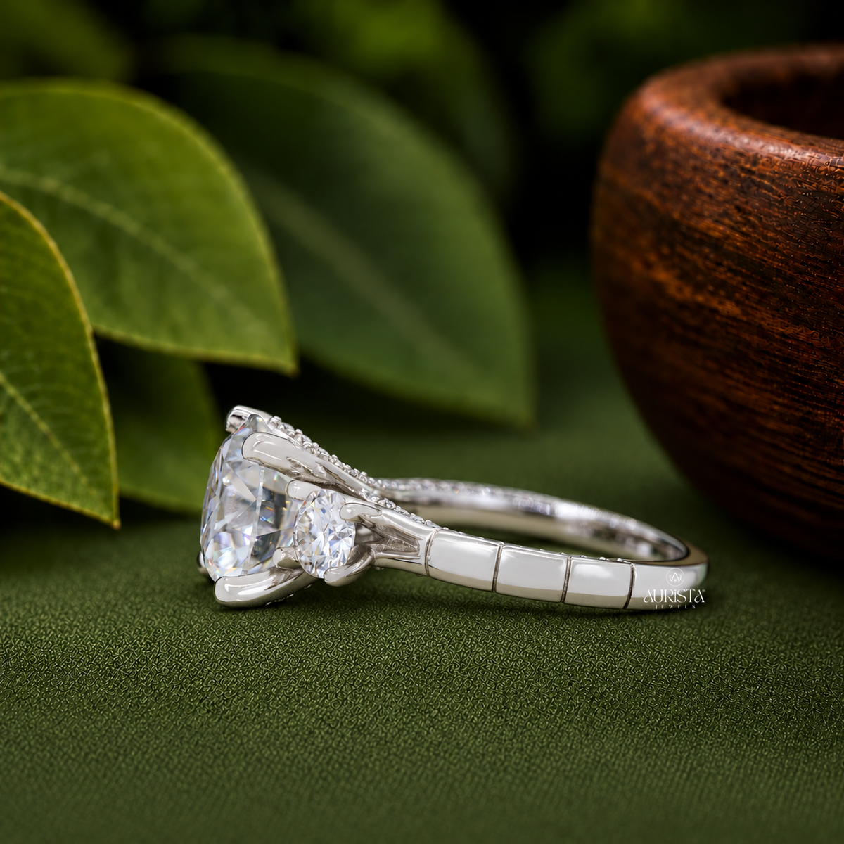 5 CT Lab Grown Diamond Three Stone Ring, Round Cut Anniversary Gift Ring