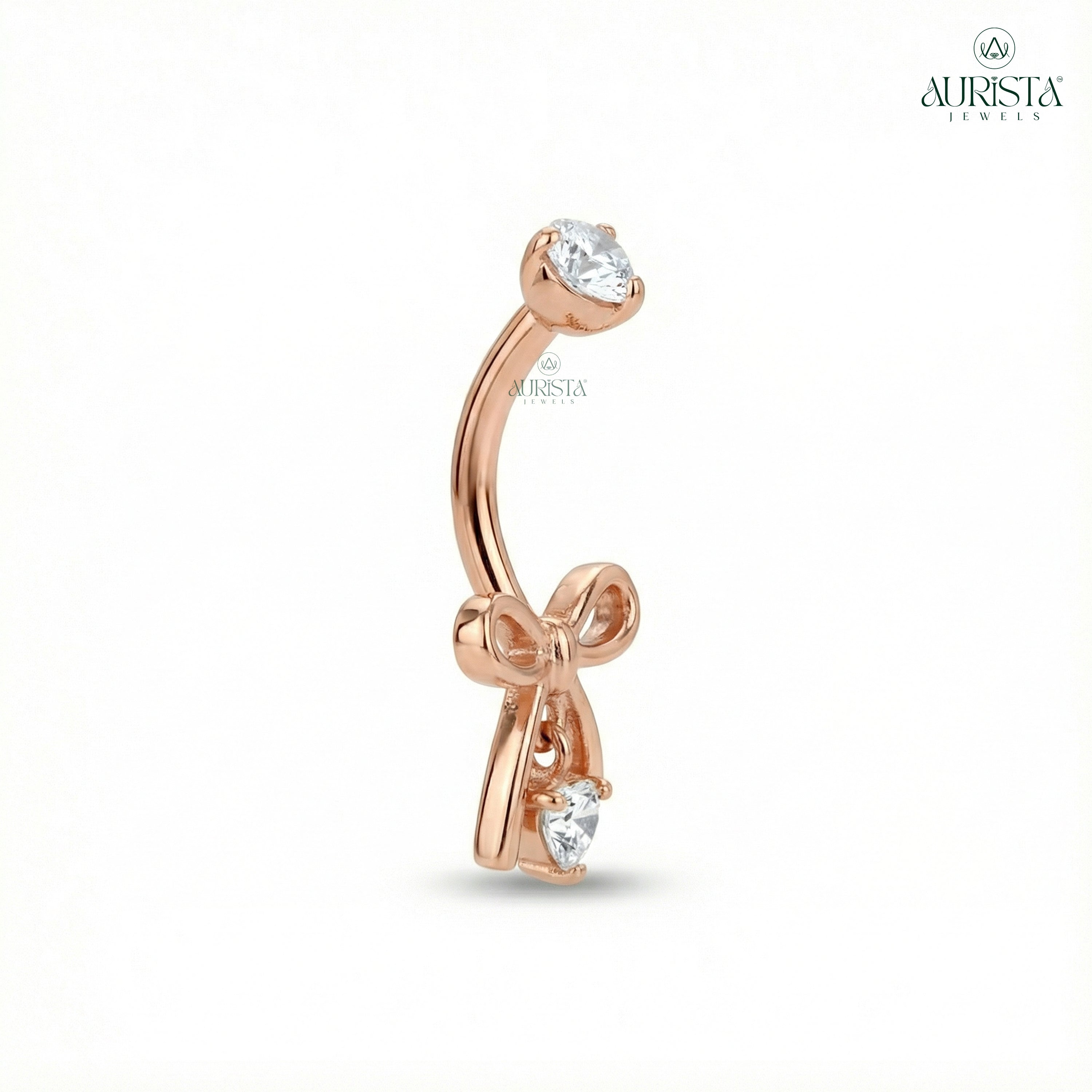 Pure Devotion Rose Gold Belly Button Ring with Round Diamond