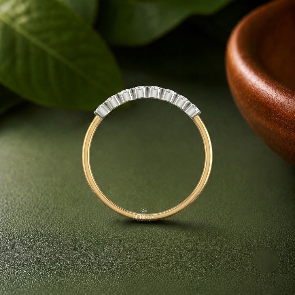 Lab Grown Diamond Gold Bezel Band Ring Multi Stone Stacking Ring Minimalist Band