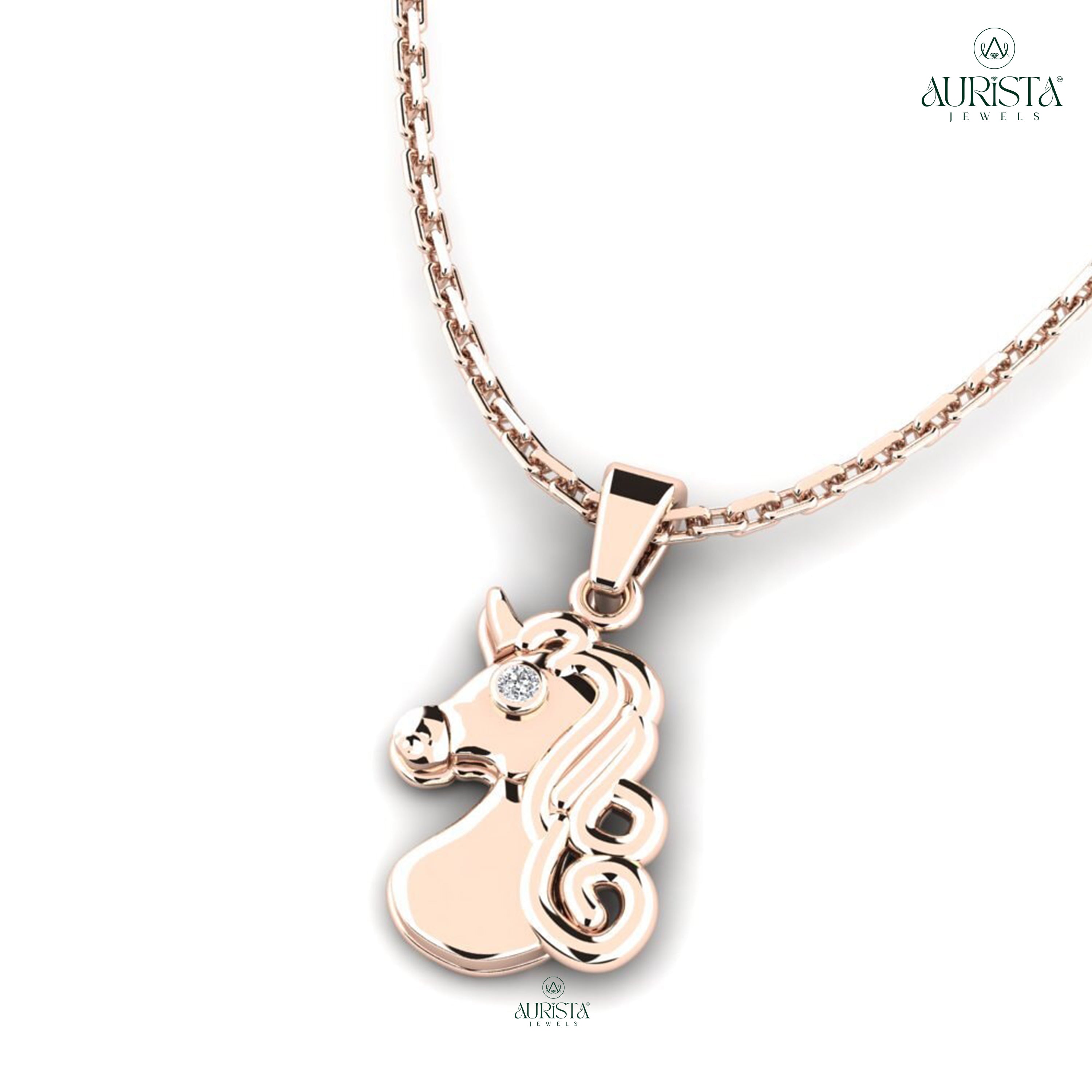Magical Unicorn Moissanite Diamond Pendant Necklace for Whimsical Everyday Elegance