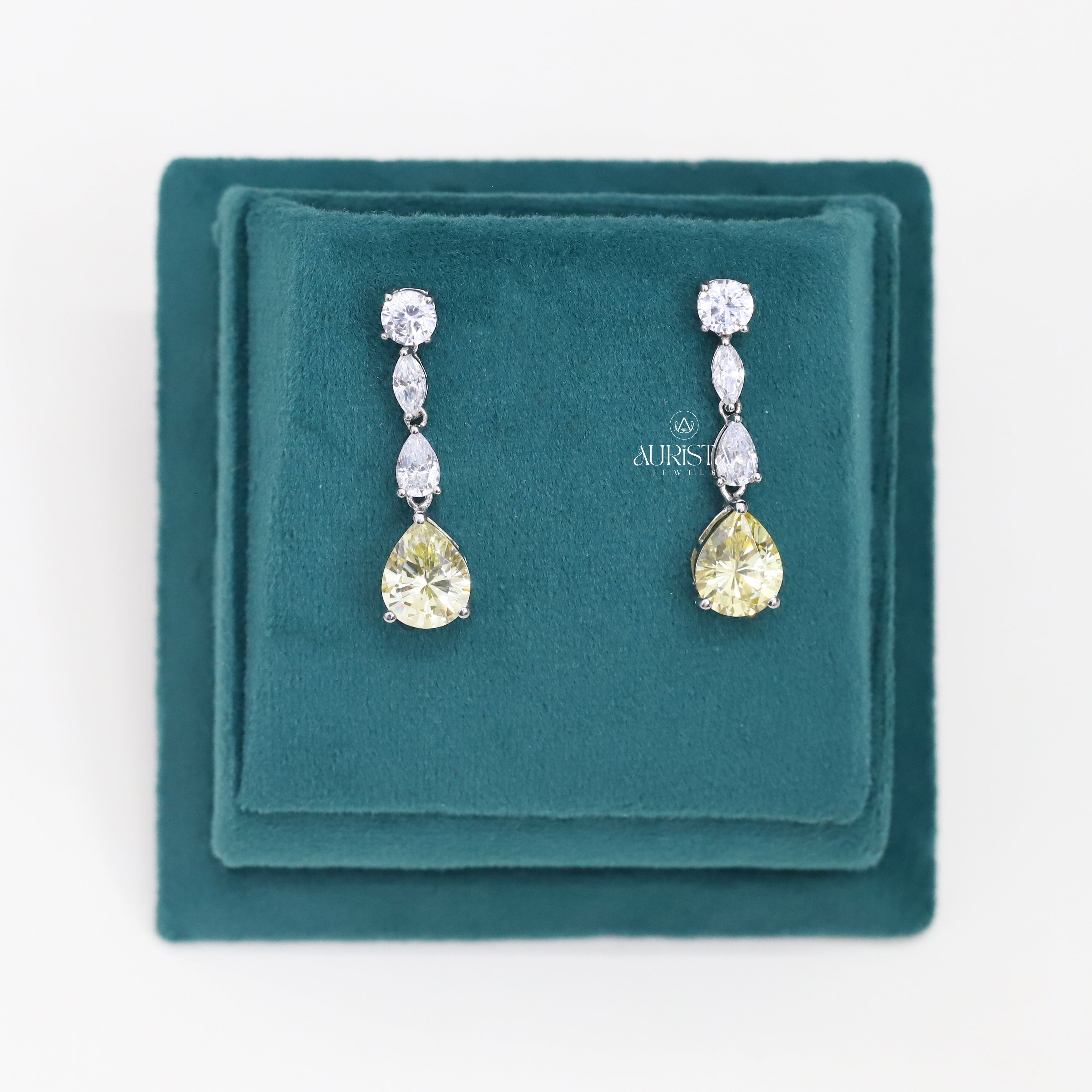 Pear Cut Moissanite Drop Earrings Tiered Dangle Earrings Minimalist Fine Jewelry
