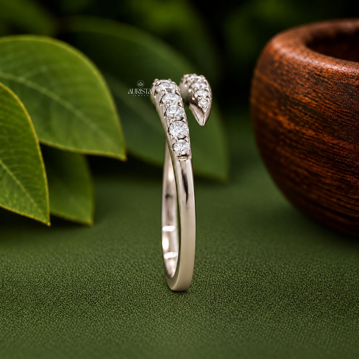Round Cut Lab Grown Diamond Bypass Ring, Elegant Stacking Unique Ring