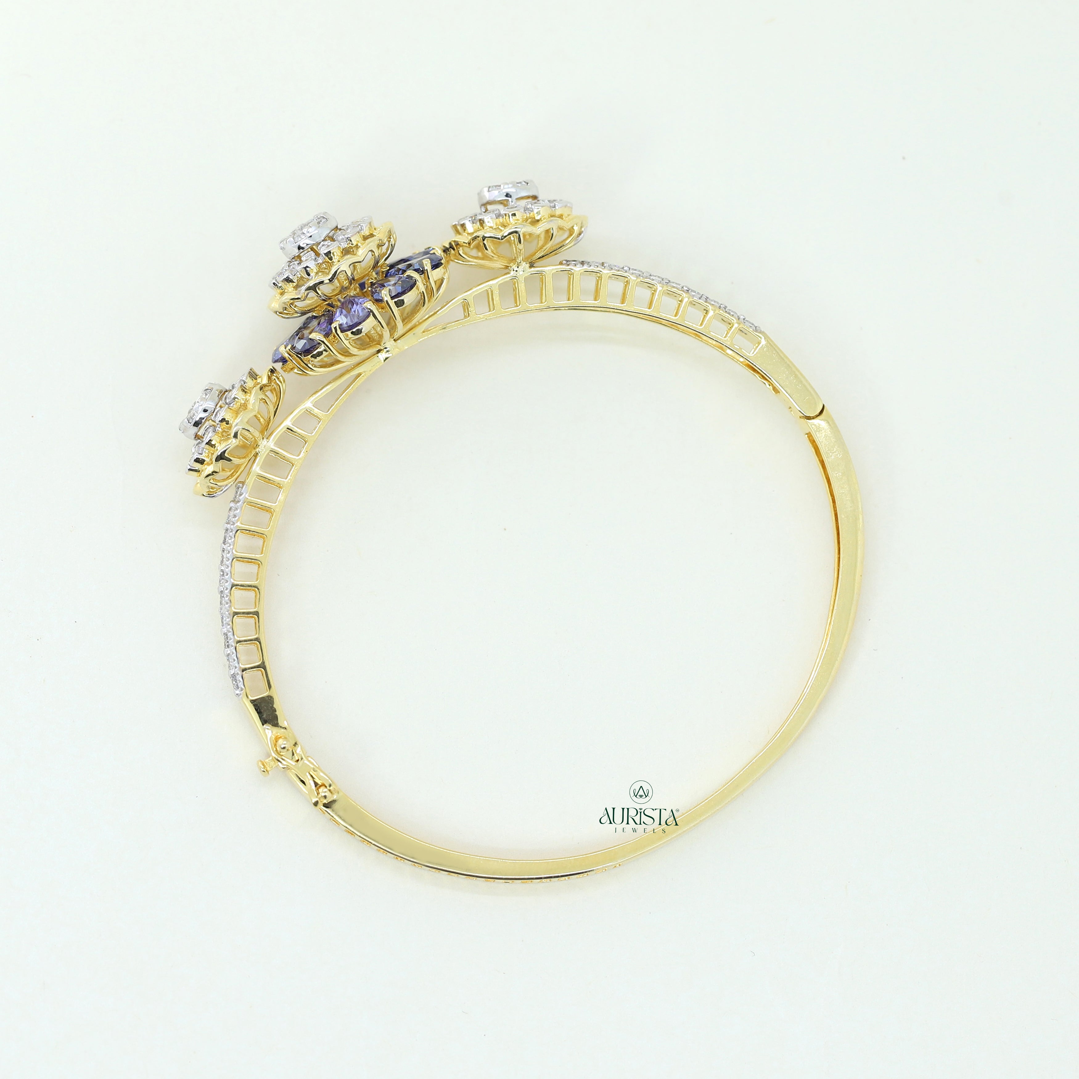 Moissanite Floral Bracelet Blue Stone Elegant Statement Jewelry