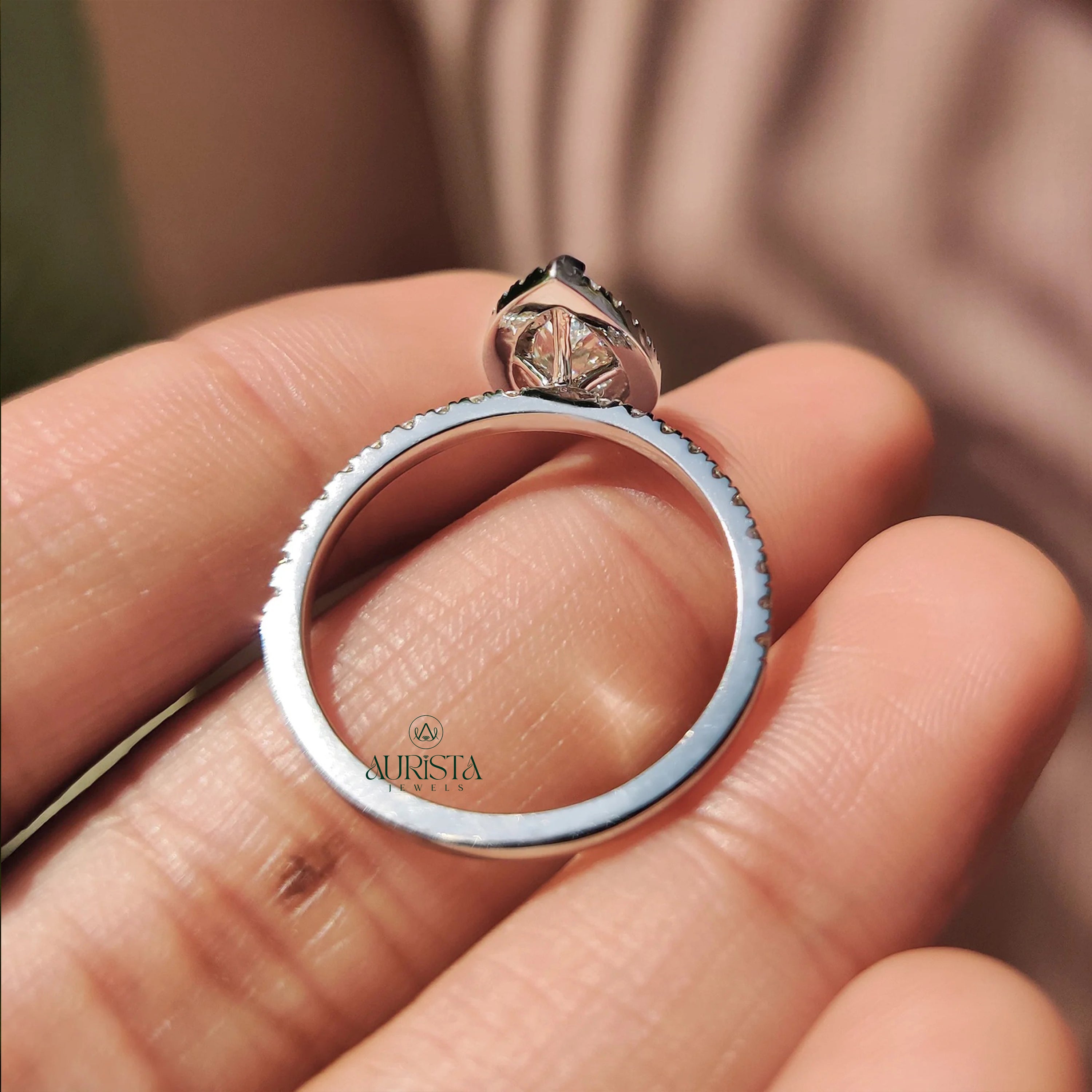 Pear Cut Statement Ring with Luminous Side Diamond