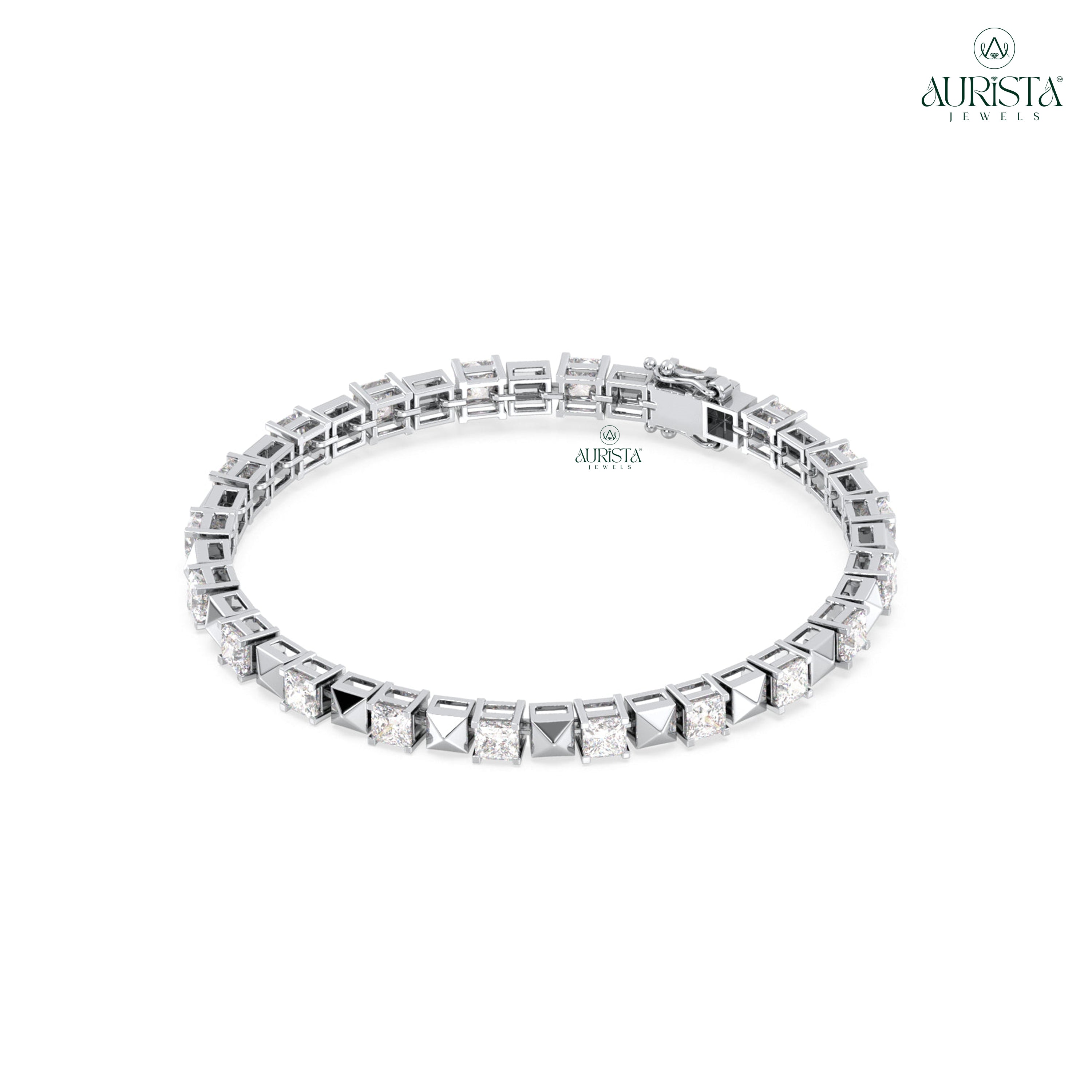 Dazzling Grace – Tennis Bracelet with Princess Diamonds