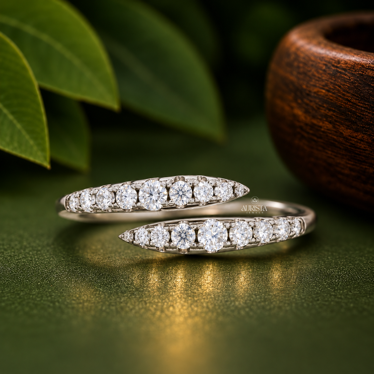Round Cut Lab Grown Diamond Bypass Ring, Elegant Stacking Unique Ring