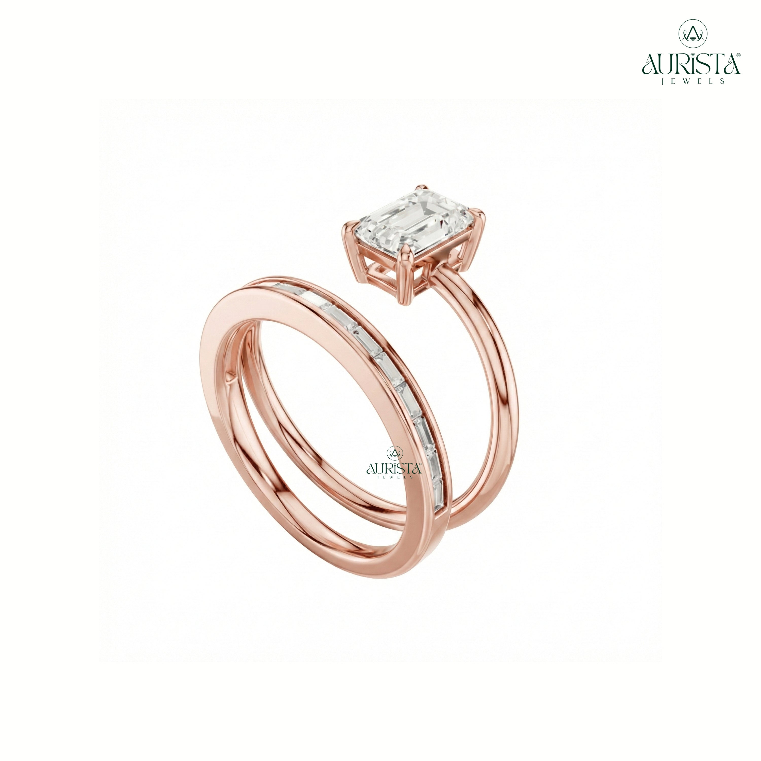 Timeless Promise – Rose Gold Ring with Emerald Diamond