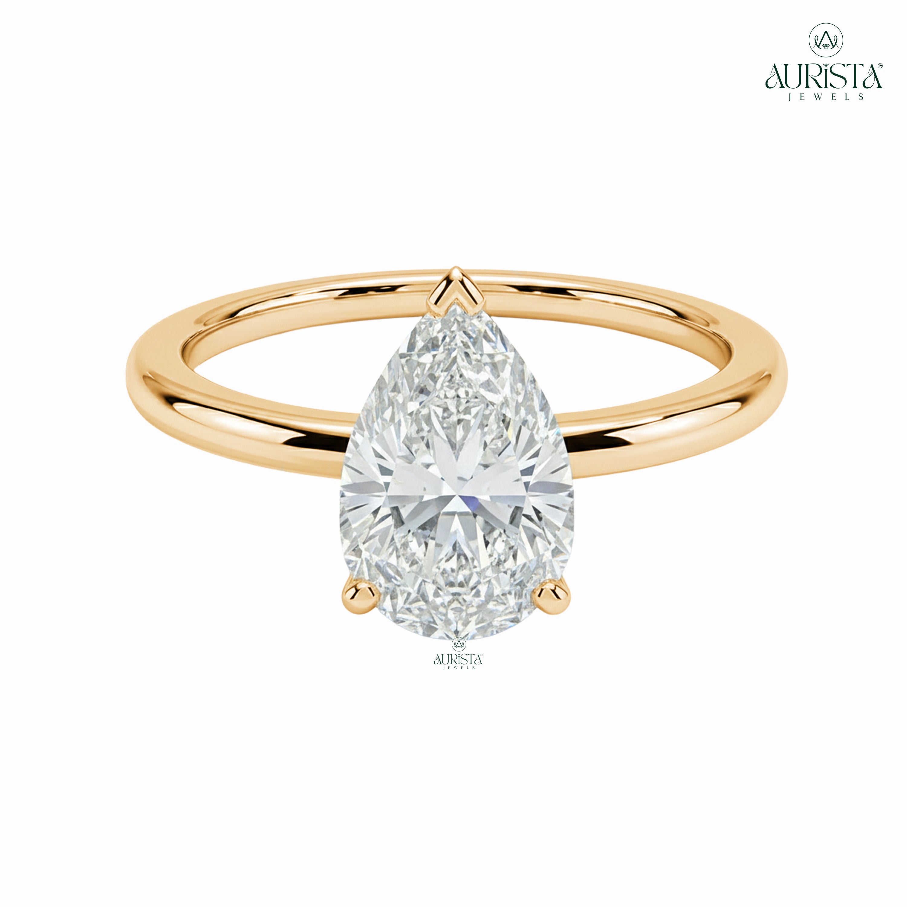 Shine Forever –Gold Ring with Pear Diamond