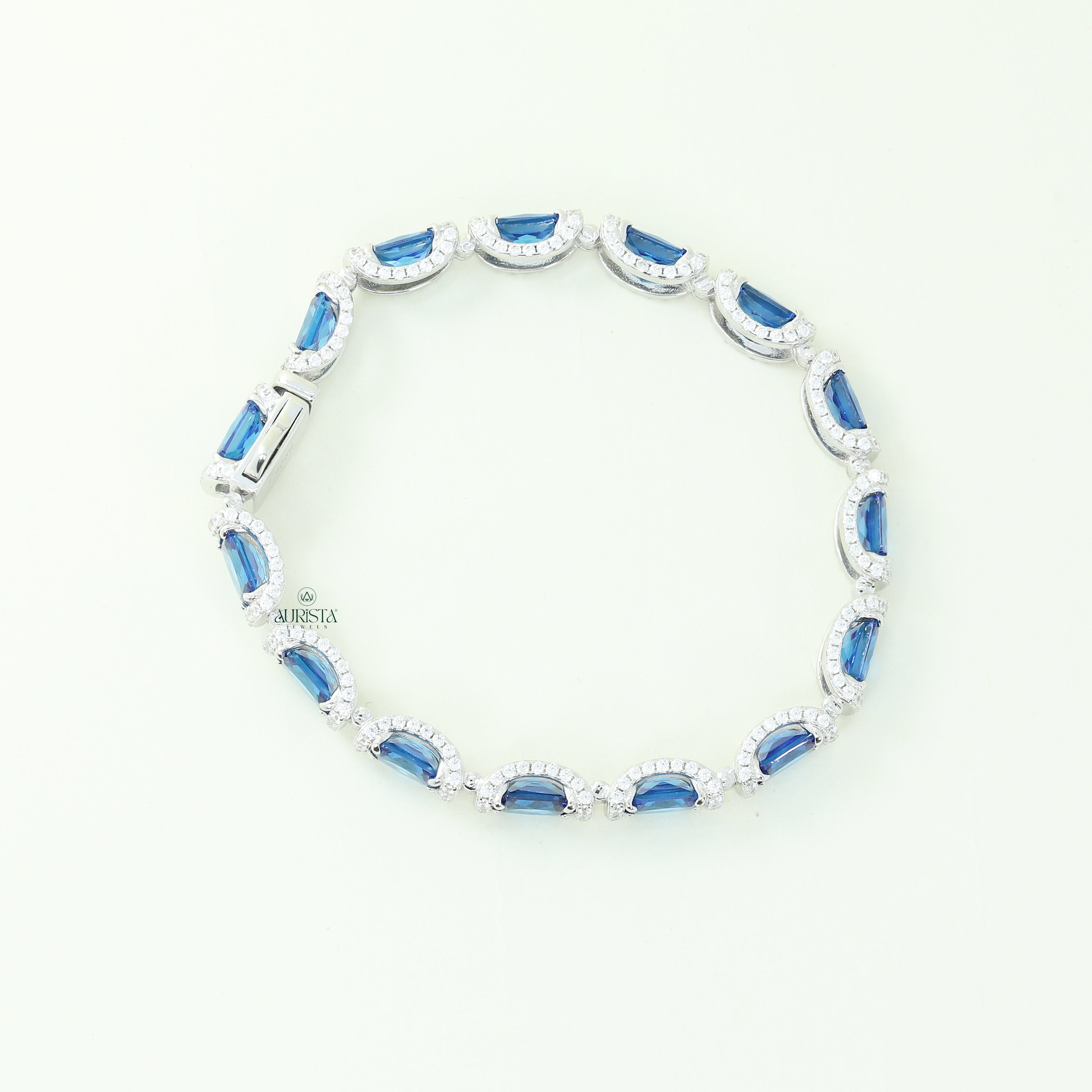 Elegant Blue Stone Tennis Bracelet Radiant Cut Moissanite Fine Jewelry for Women
