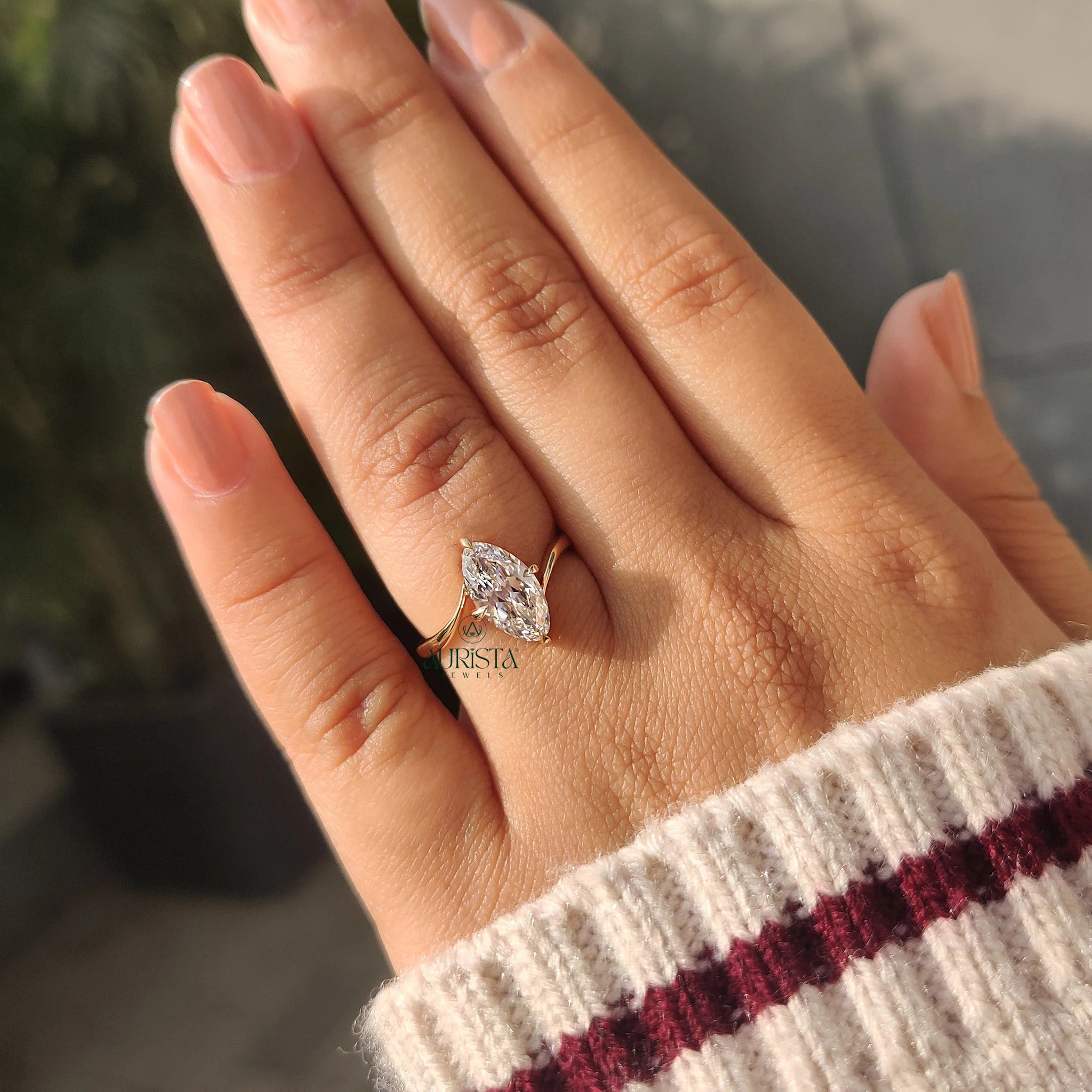 Marquise Diamond Solitaire Ring with Radiant Sparkle