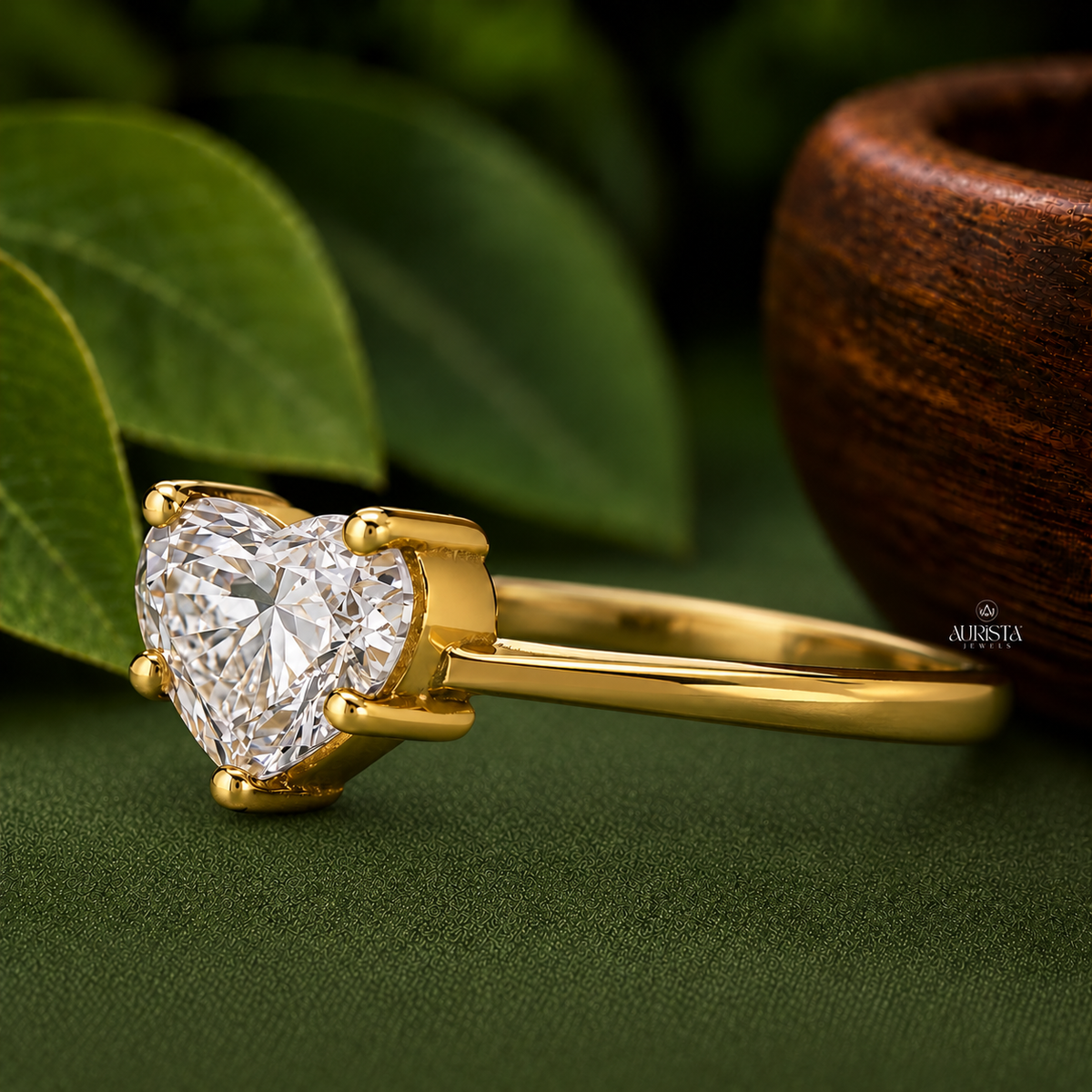 Heart Shape Lab Grown Diamond Ring, Minimalist Engagement Wedding Ring Solitaire Band