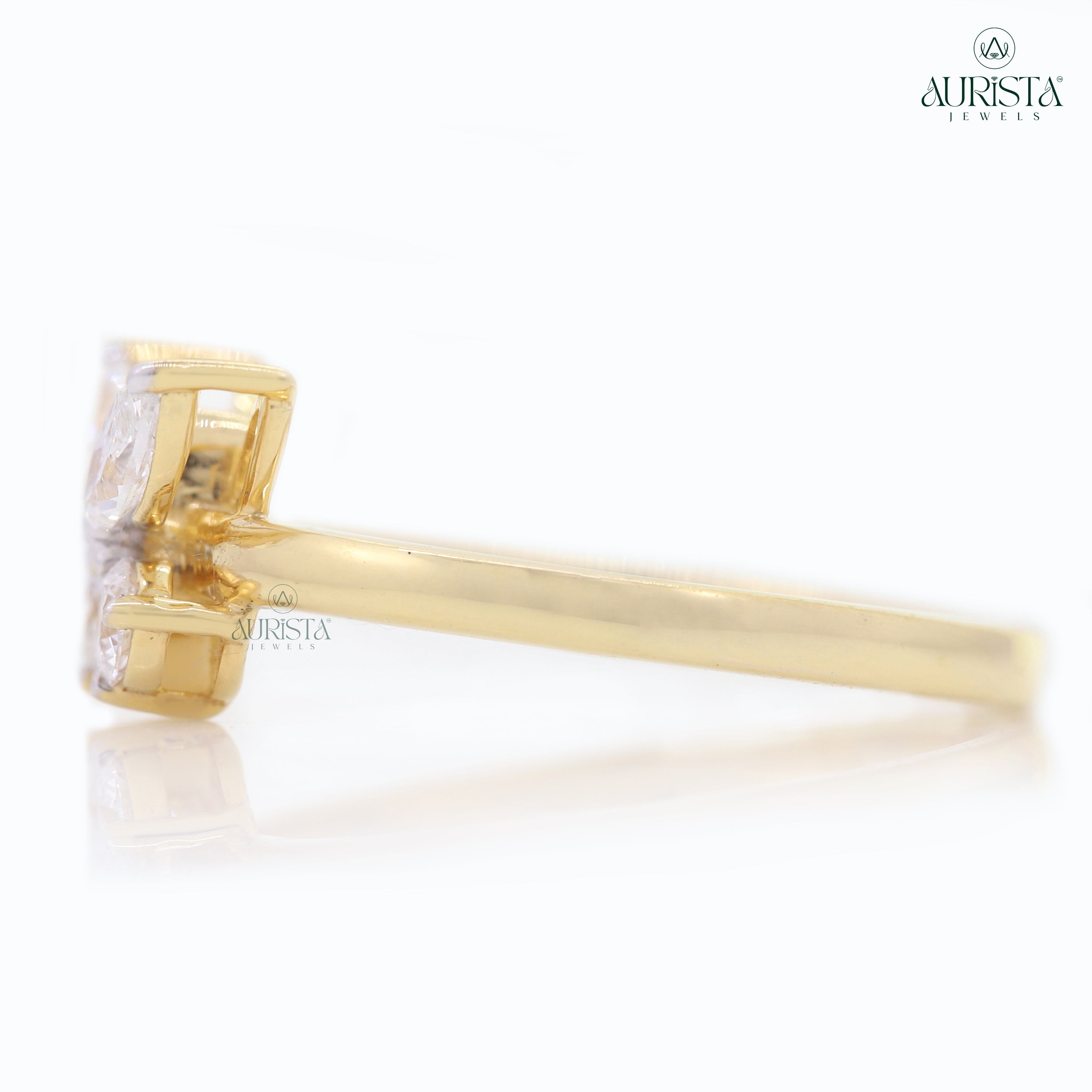 Wear Your Promise- Yellow Gold Band with Round And Marquise Diamond