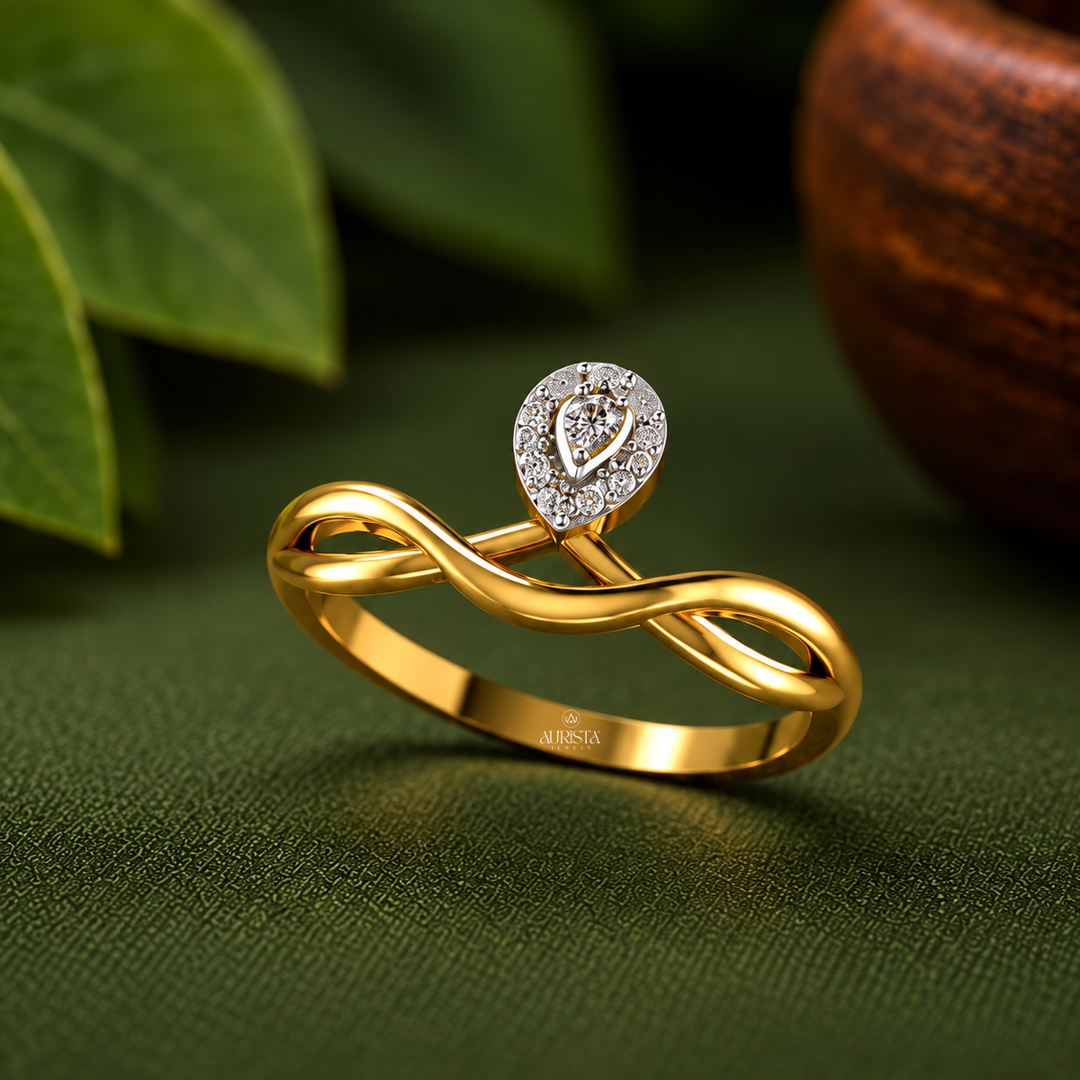 Halo Intertwined Shank Ring Lab Grown in Diamond Fine Jewelry