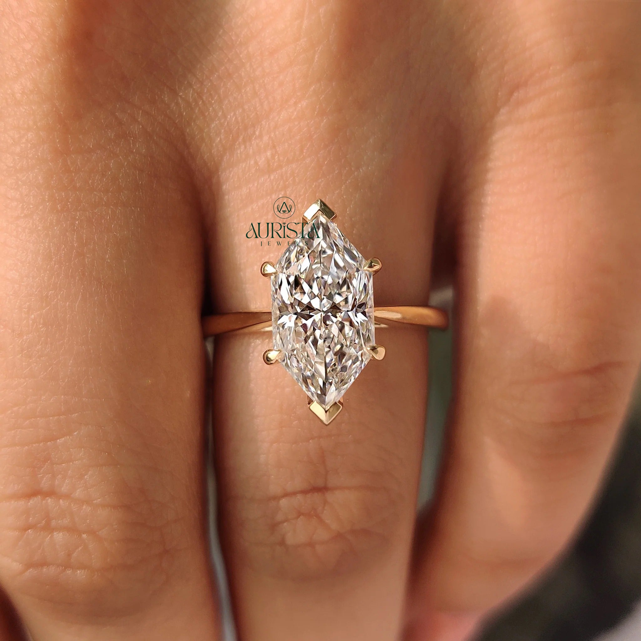 Lunavelle Marquise Cut Hidden Halo Solitaire Ring
