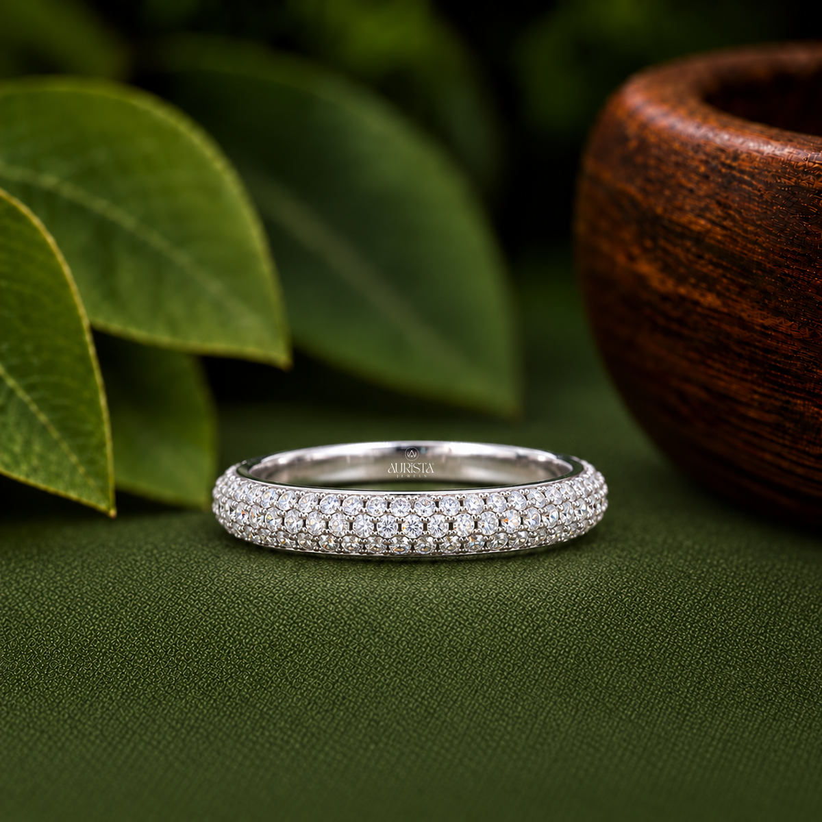 Round Cut Lab Grown Diamond Eternity Band, Multi-Row Stackable Wedding Ring