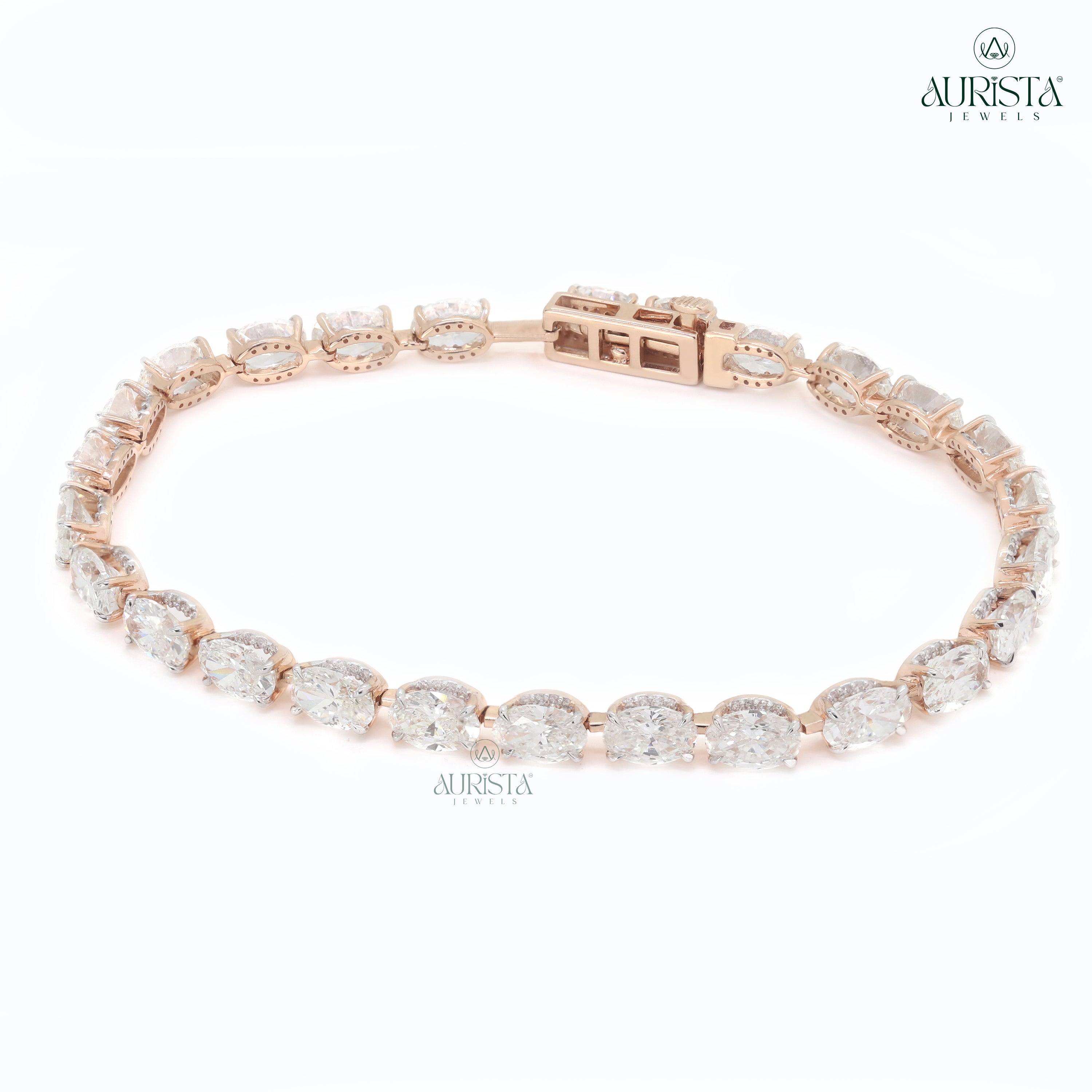 Endless Radiance – Rose Gold Oval Diamond Tennis Bracelet