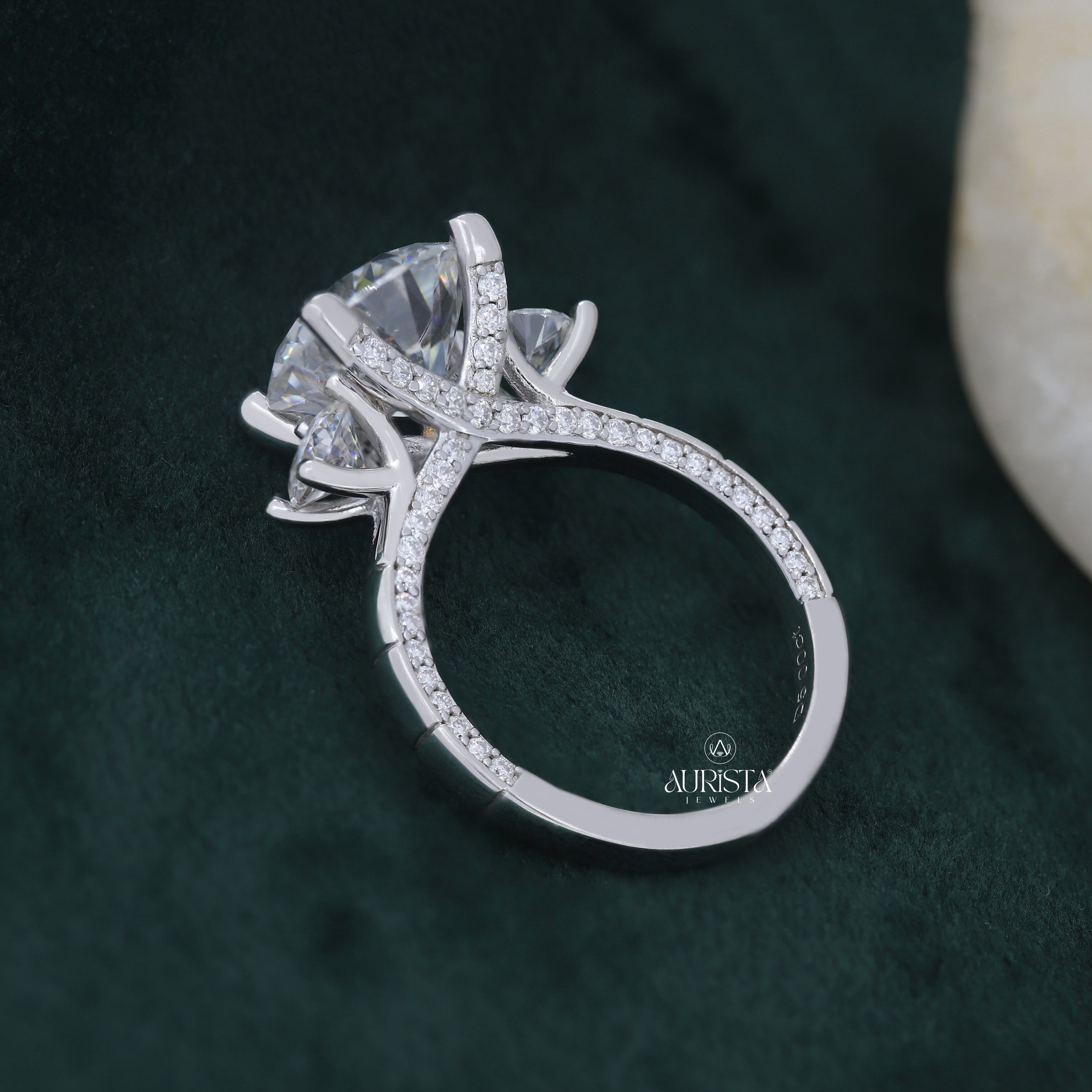 5 CT Lab Grown Diamond Three Stone Ring, Round Cut Anniversary Gift Ring