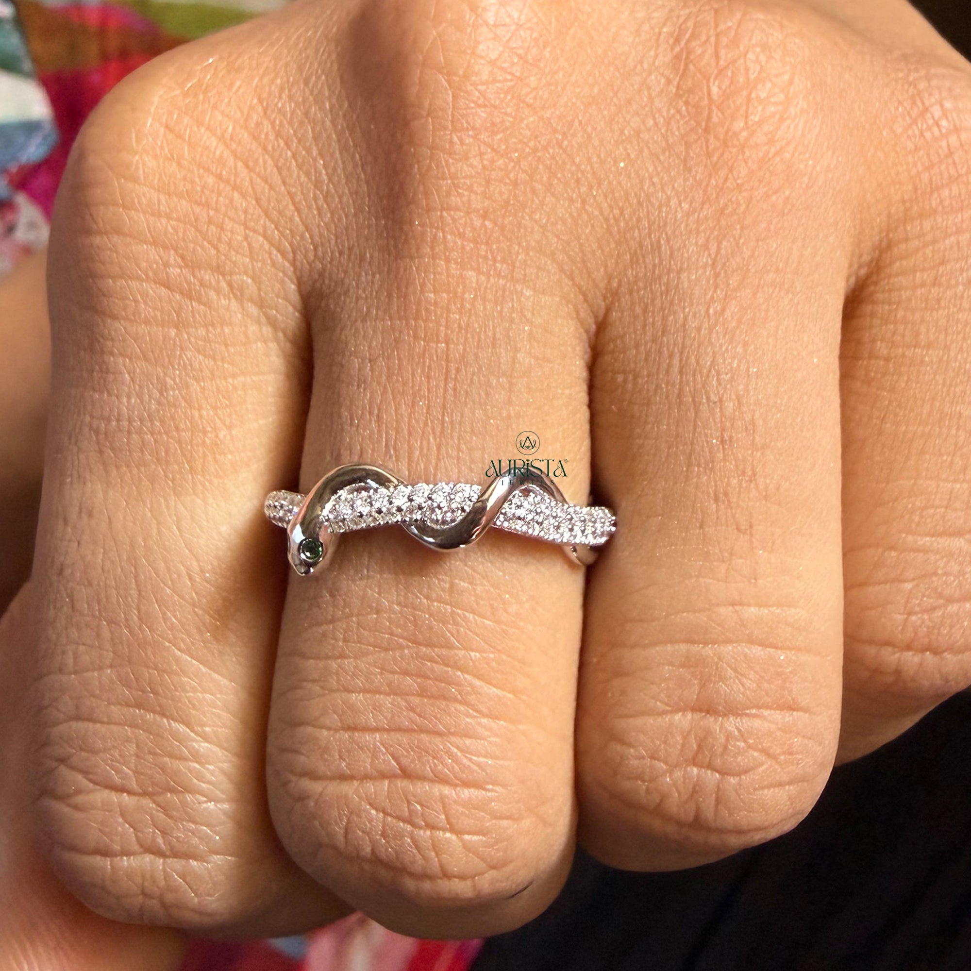 Twisted Round Moissanite Pave Ring, Infinity Silver Band, Delicate Stacking Promise