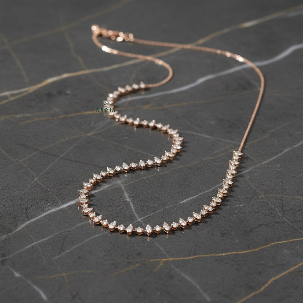 Pure Shine Round Brilliant Diamond Necklace in Gold