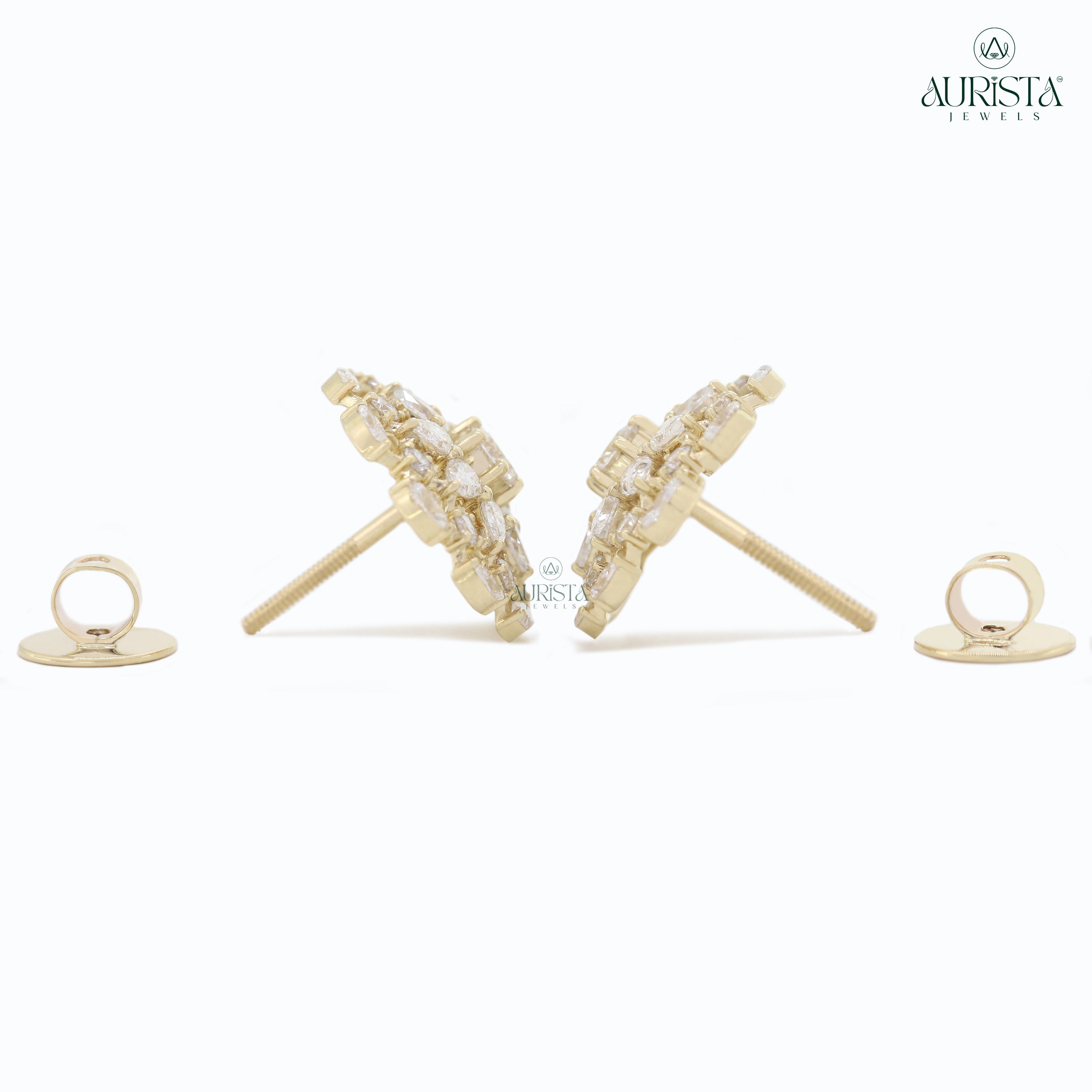 Eternal Shine – Gold Diamond Earrings