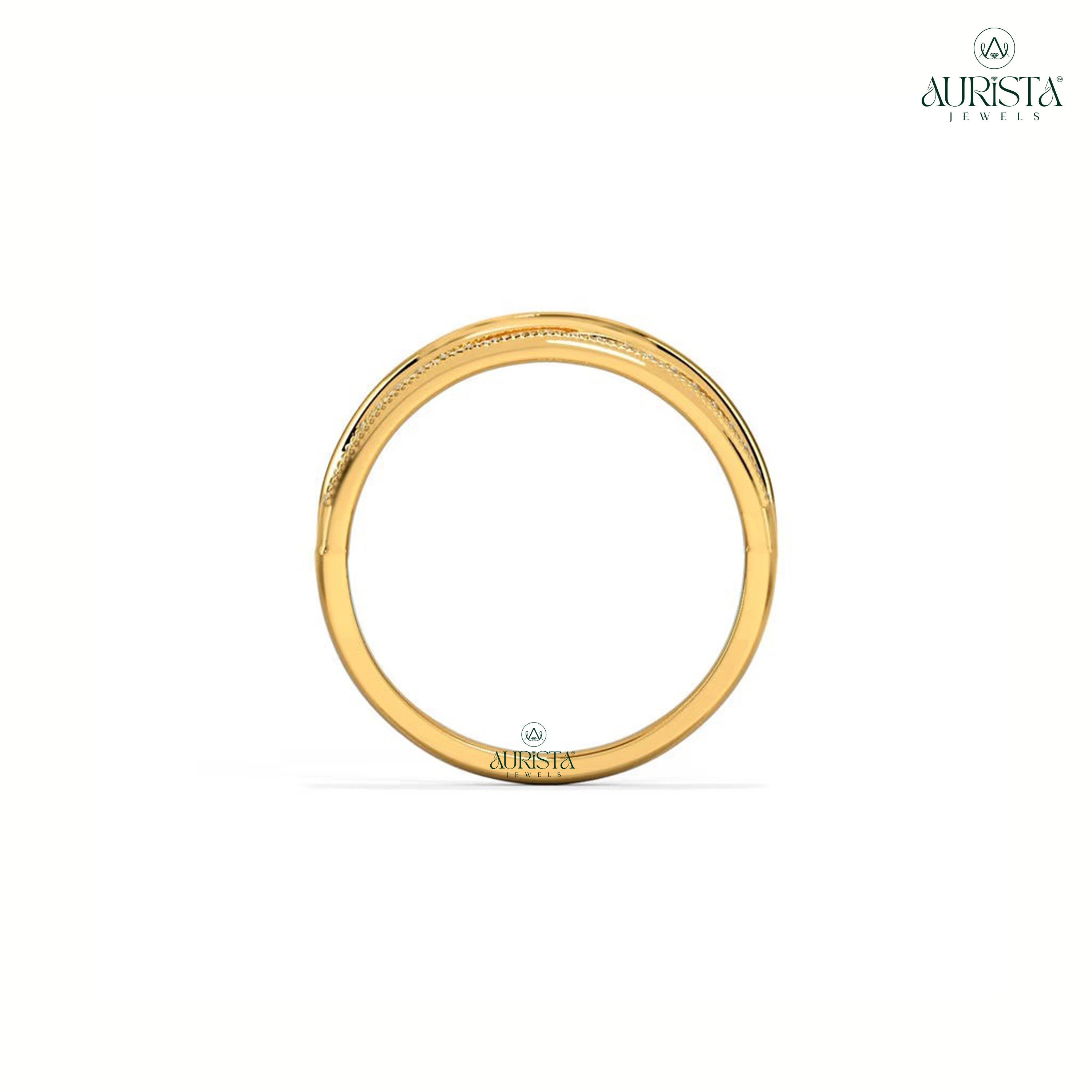 Moissanite Diamond Round Cut Interlocking Yellow Gold Anniversary Band Ring Gift Women