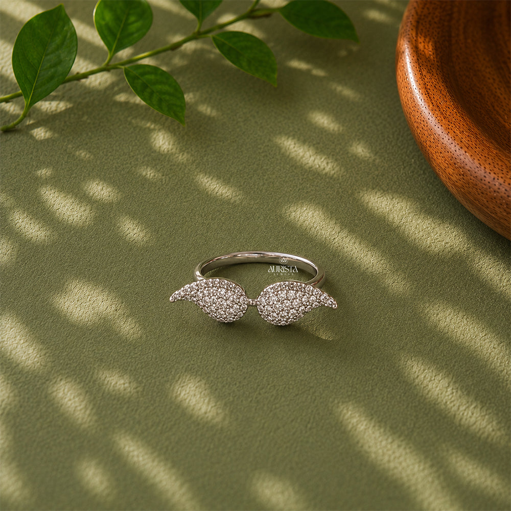 Angel Wing Moissanite Ring Round cut Statement Ring Minimalist Promise Ring Gift