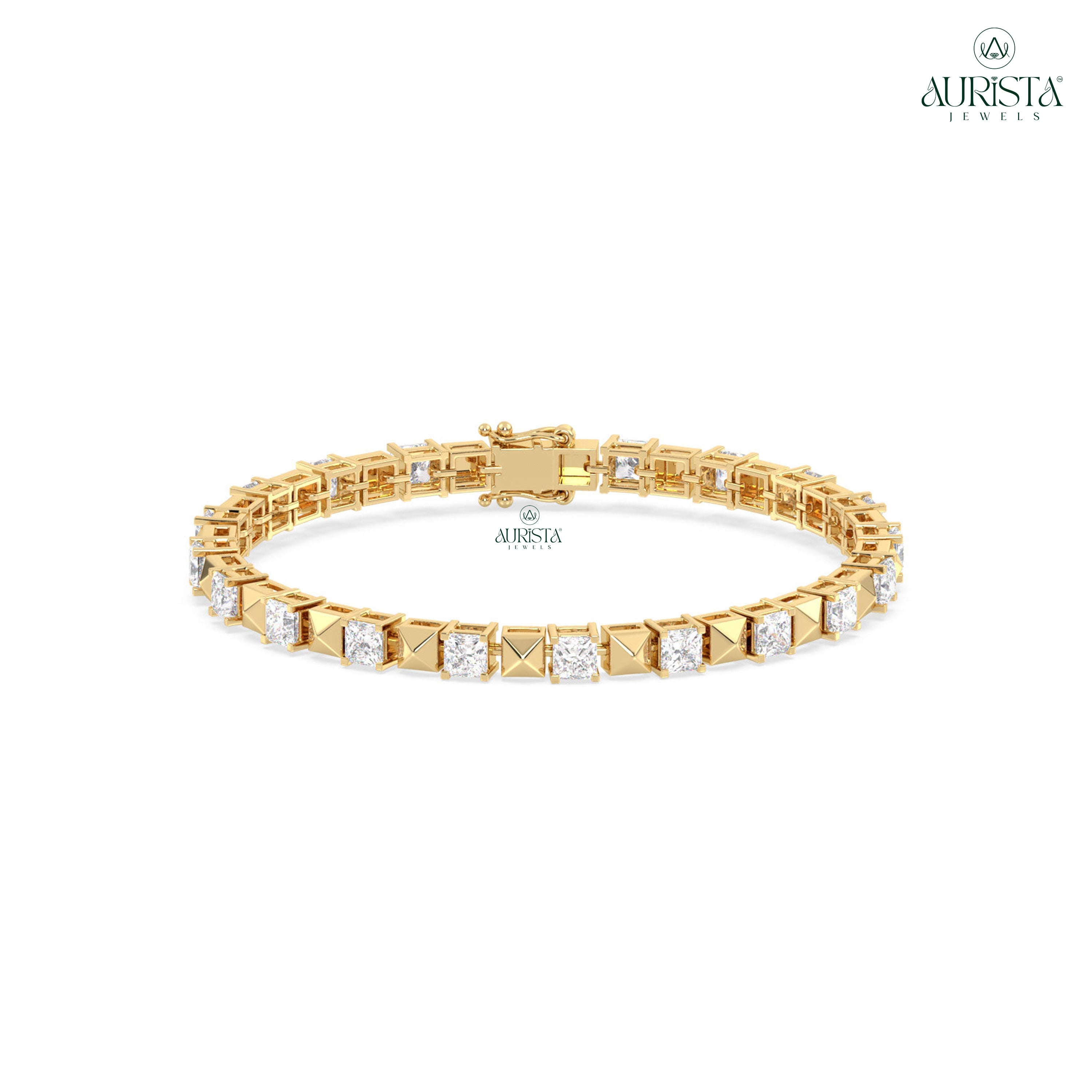 Dazzling Grace – Tennis Bracelet with Princess Diamonds