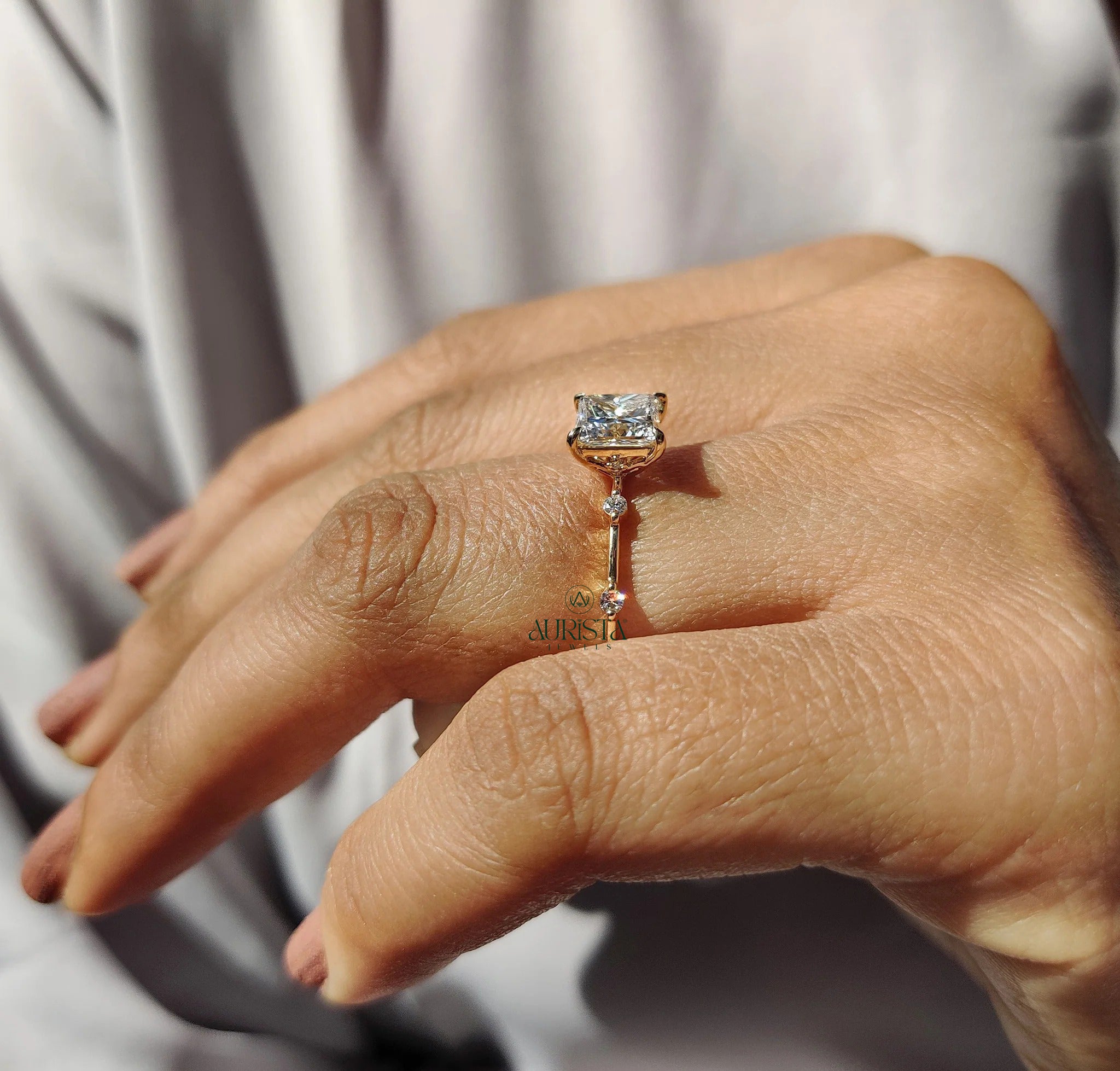 Celestia Princess Cut Diamond Ring with Elegant Pave Sparkle