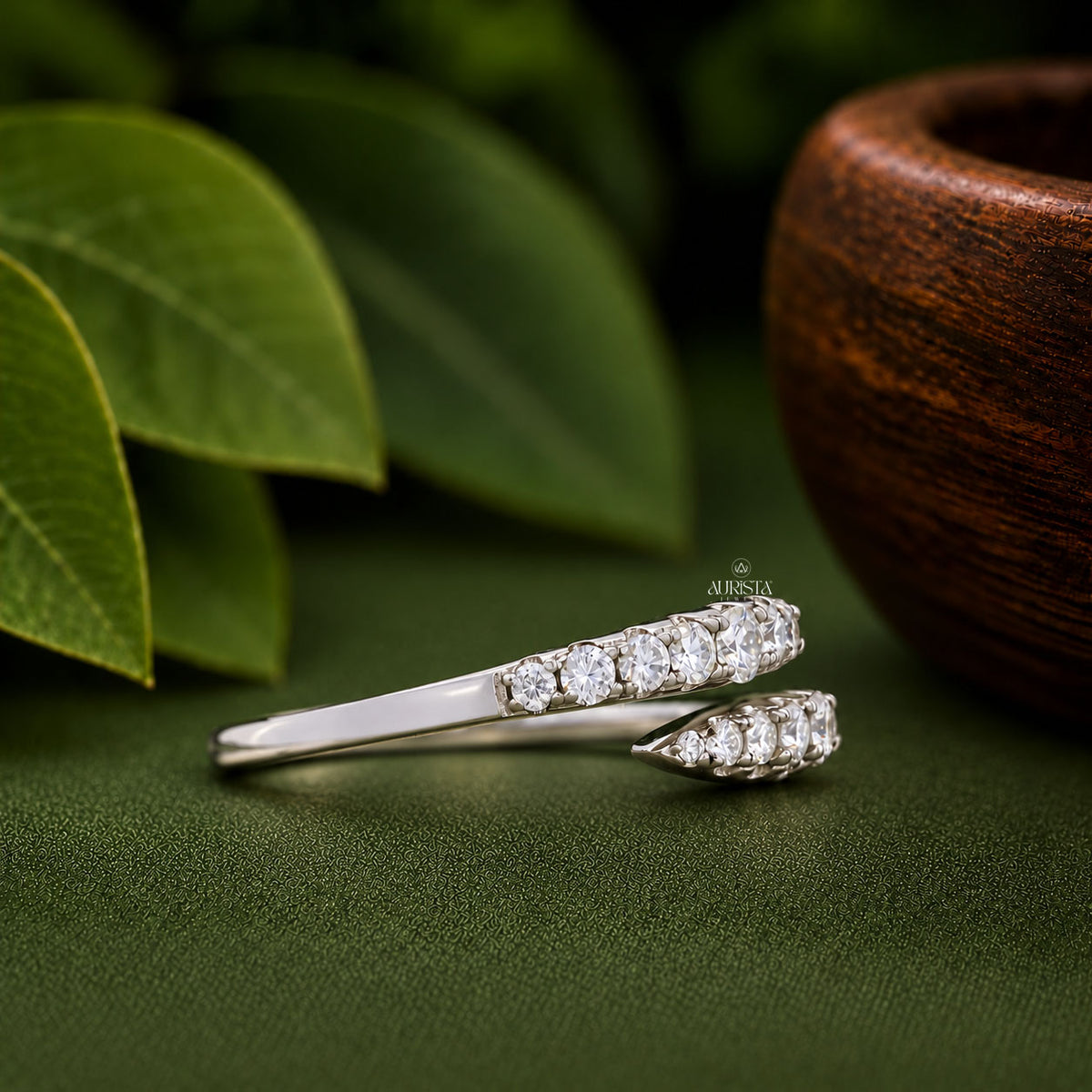 Round Cut Lab Grown Diamond Bypass Ring, Elegant Stacking Unique Ring