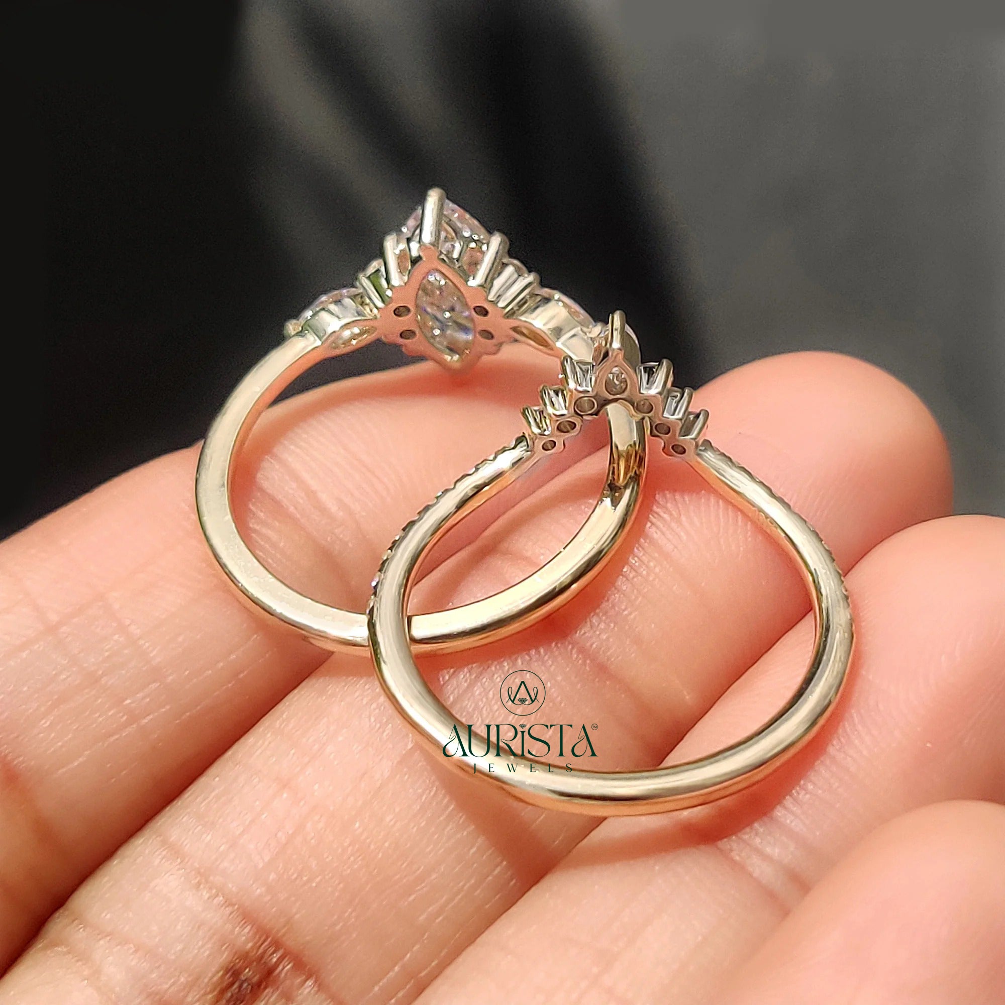 Celestia Marquise Diamond Bridal Set with Royal Pave Sparkle