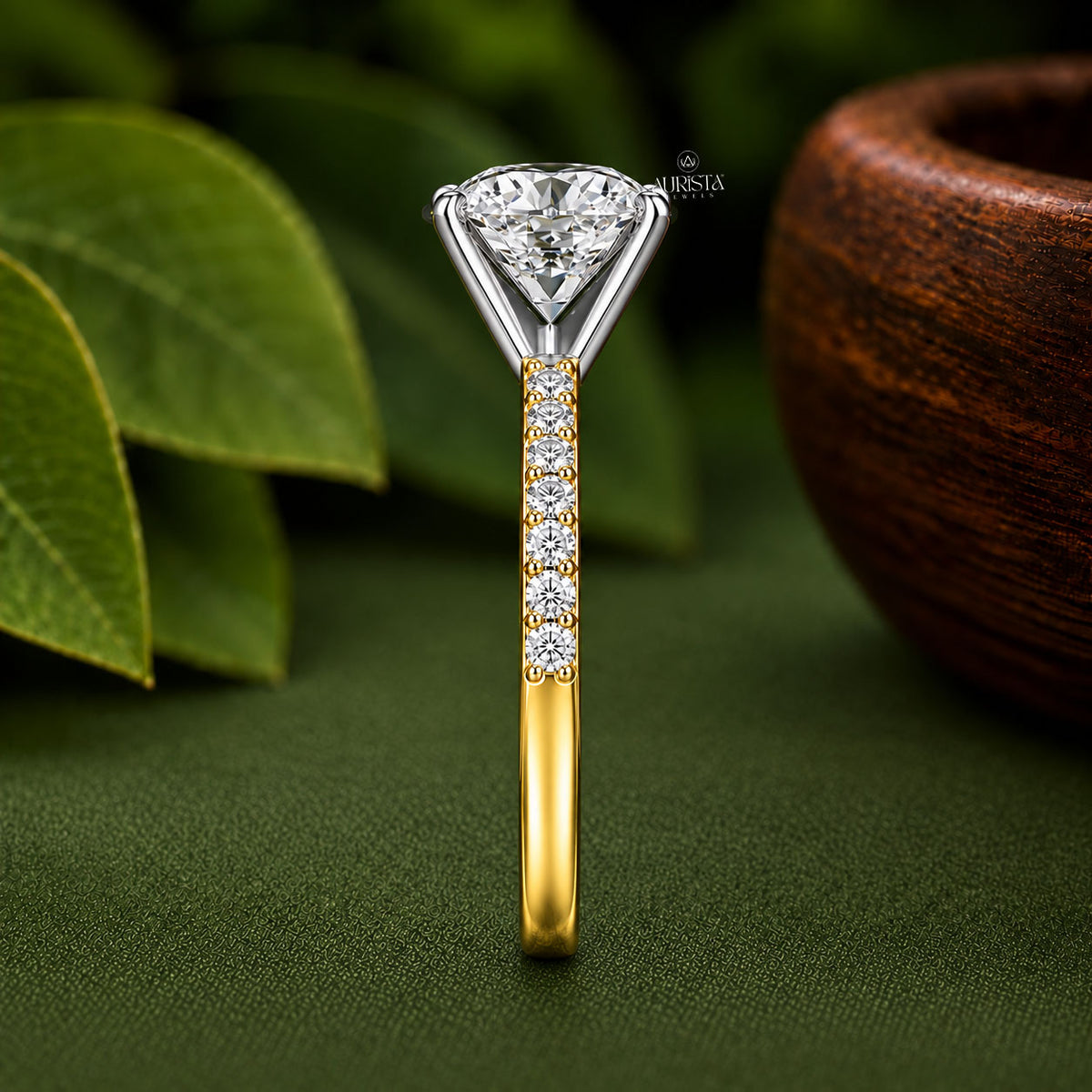 1 CT Round Lab Grown Diamond Engagement Ring Solitaire Ring With Side Stones