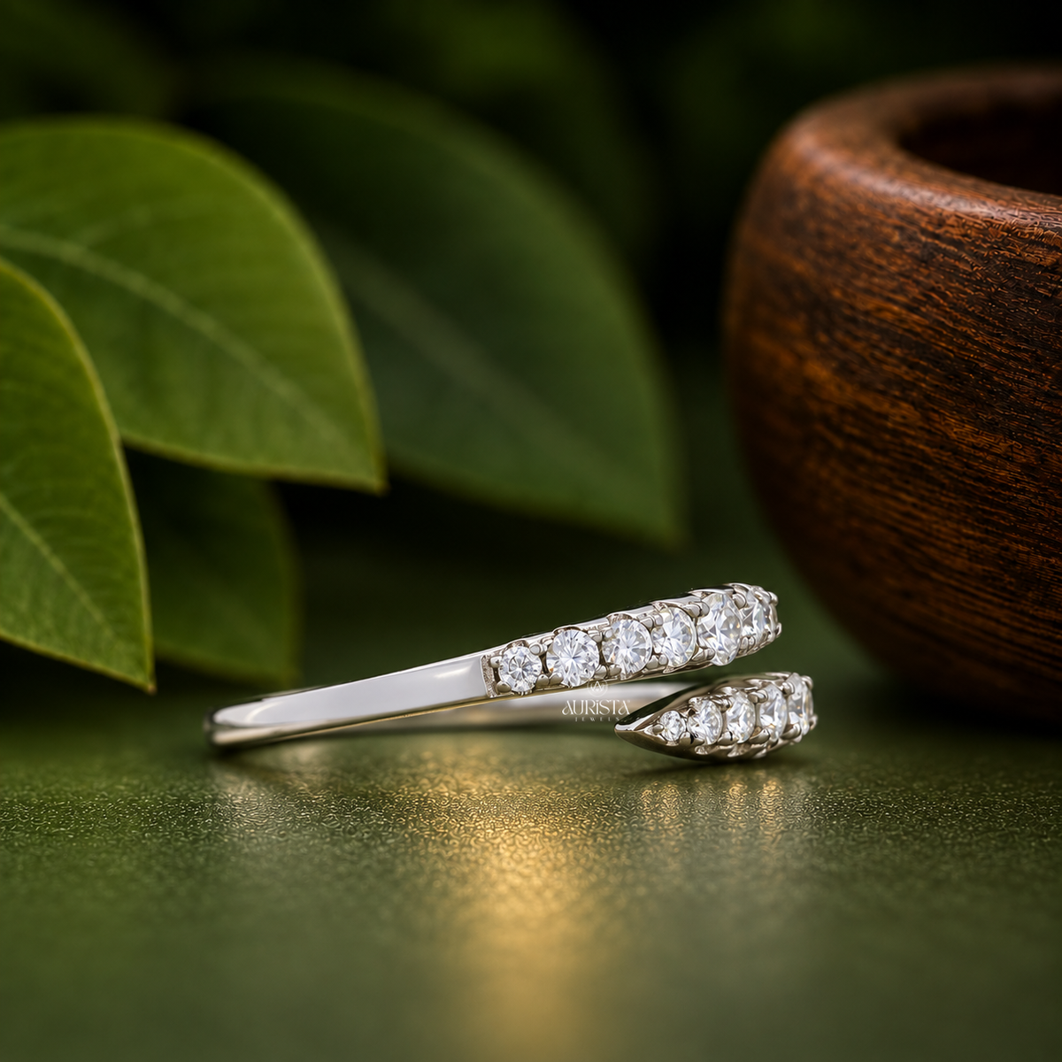 Round Cut Lab Grown Diamond Bypass Ring, Elegant Stacking Unique Ring