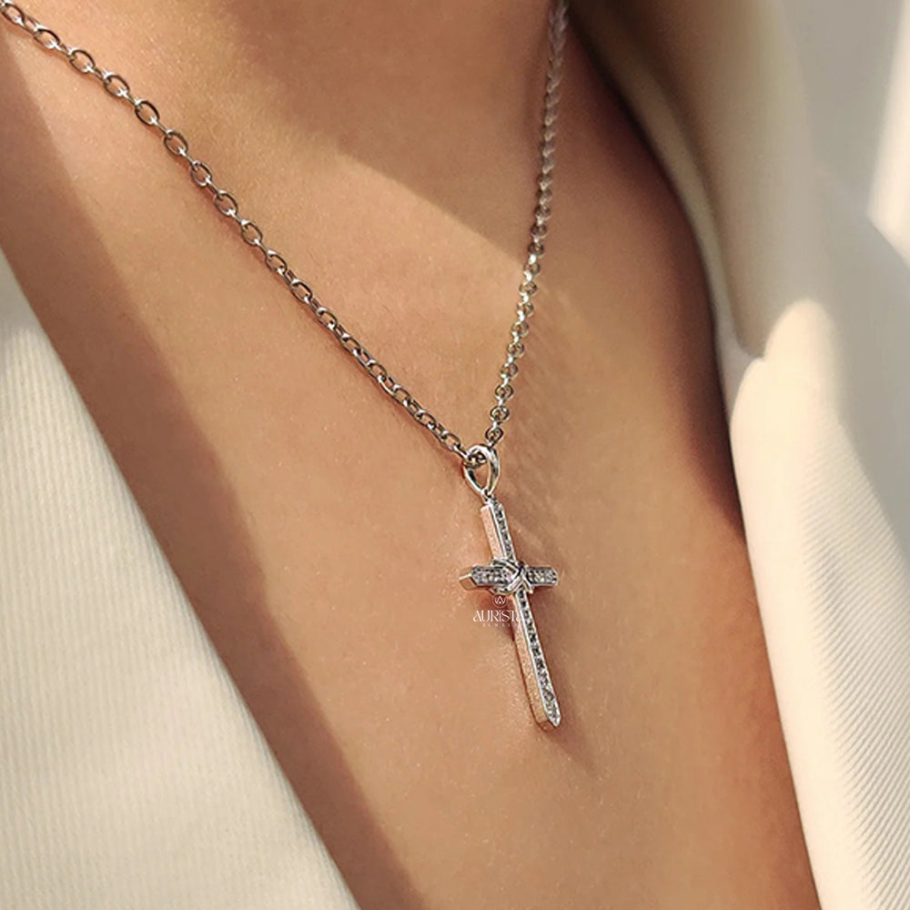 Radiant Grace Solitaire Pendant in White Gold