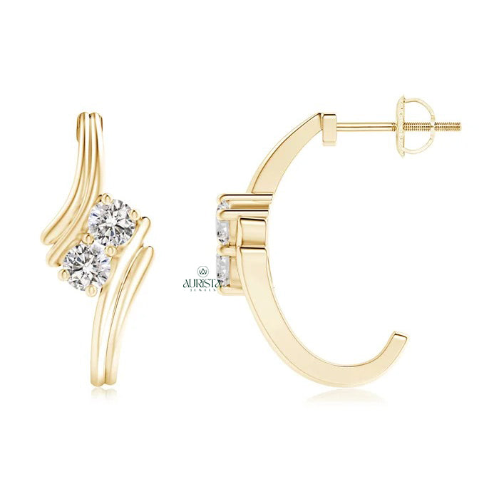 Aura Double Diamond Curved Hoops