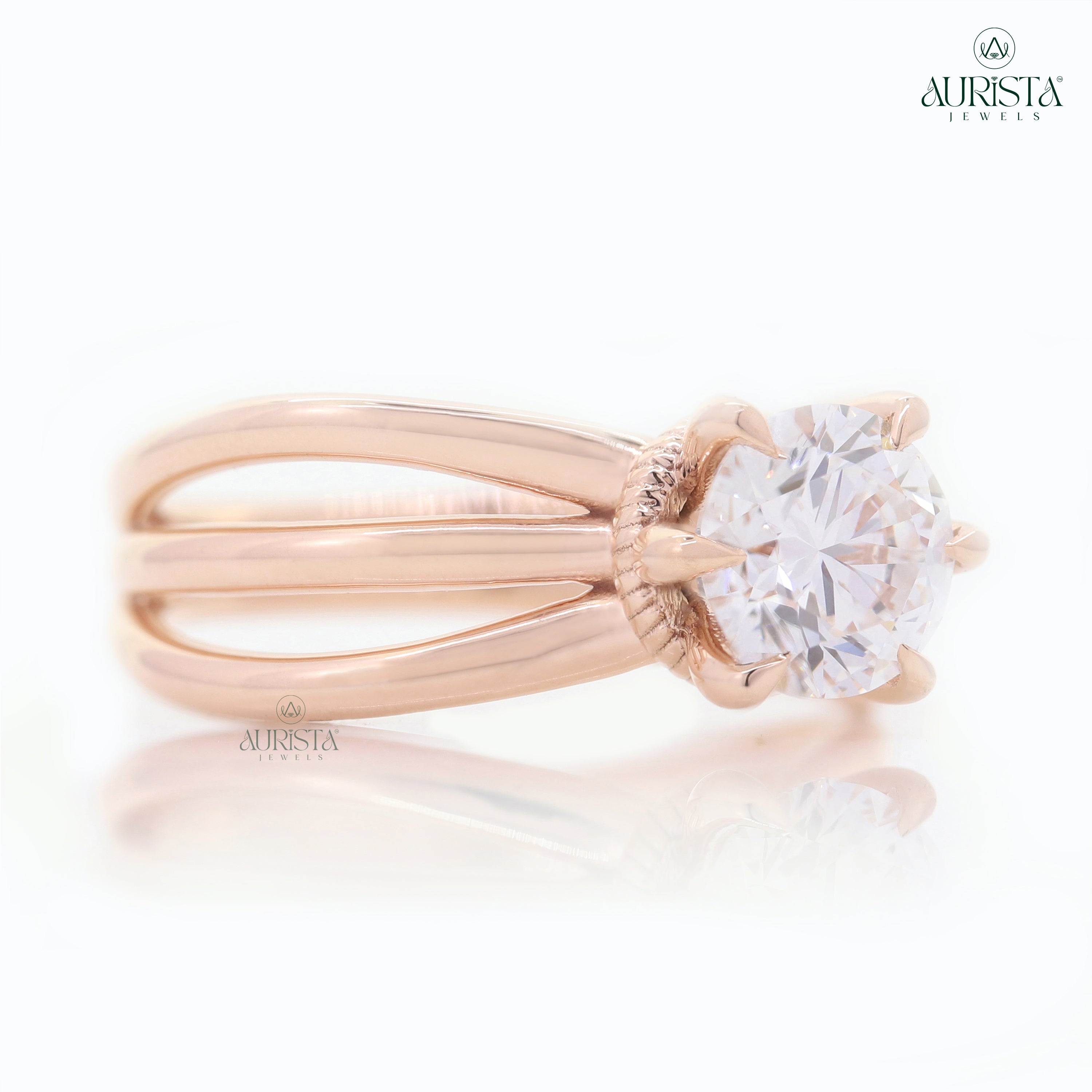Forever Gleam – Rose Gold Band with Round Diamond