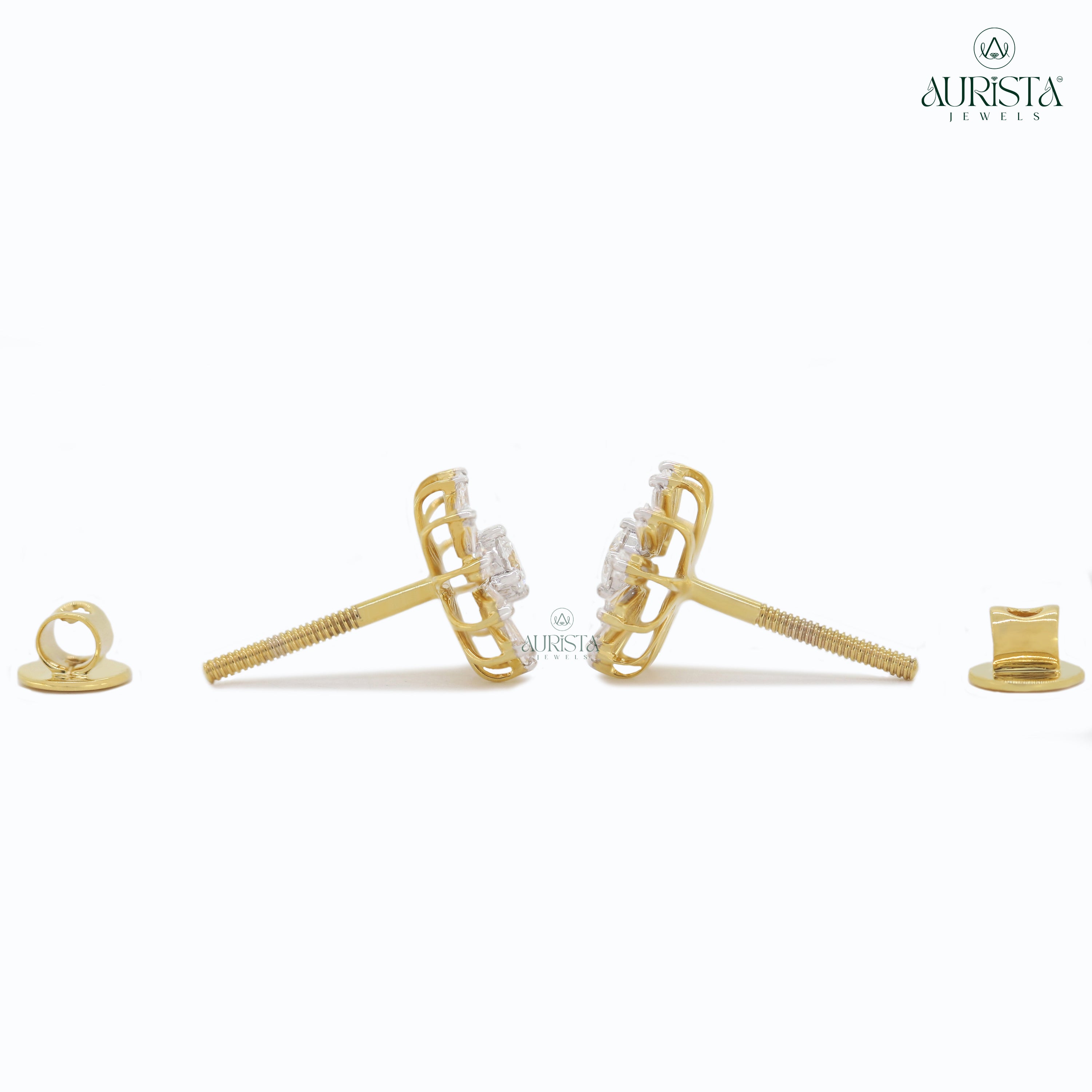 Pure Elegance – Yellow Gold Diamond Earrings