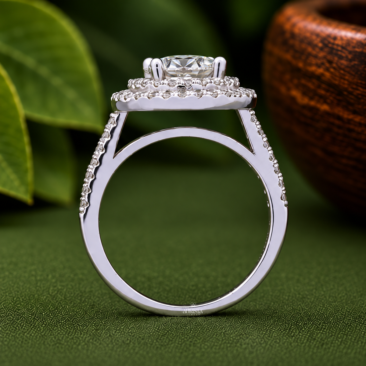 Round Cut Lab Grown Diamond Double Halo Bridal Set, 2.00 Carats, Stackable Wedding Ring