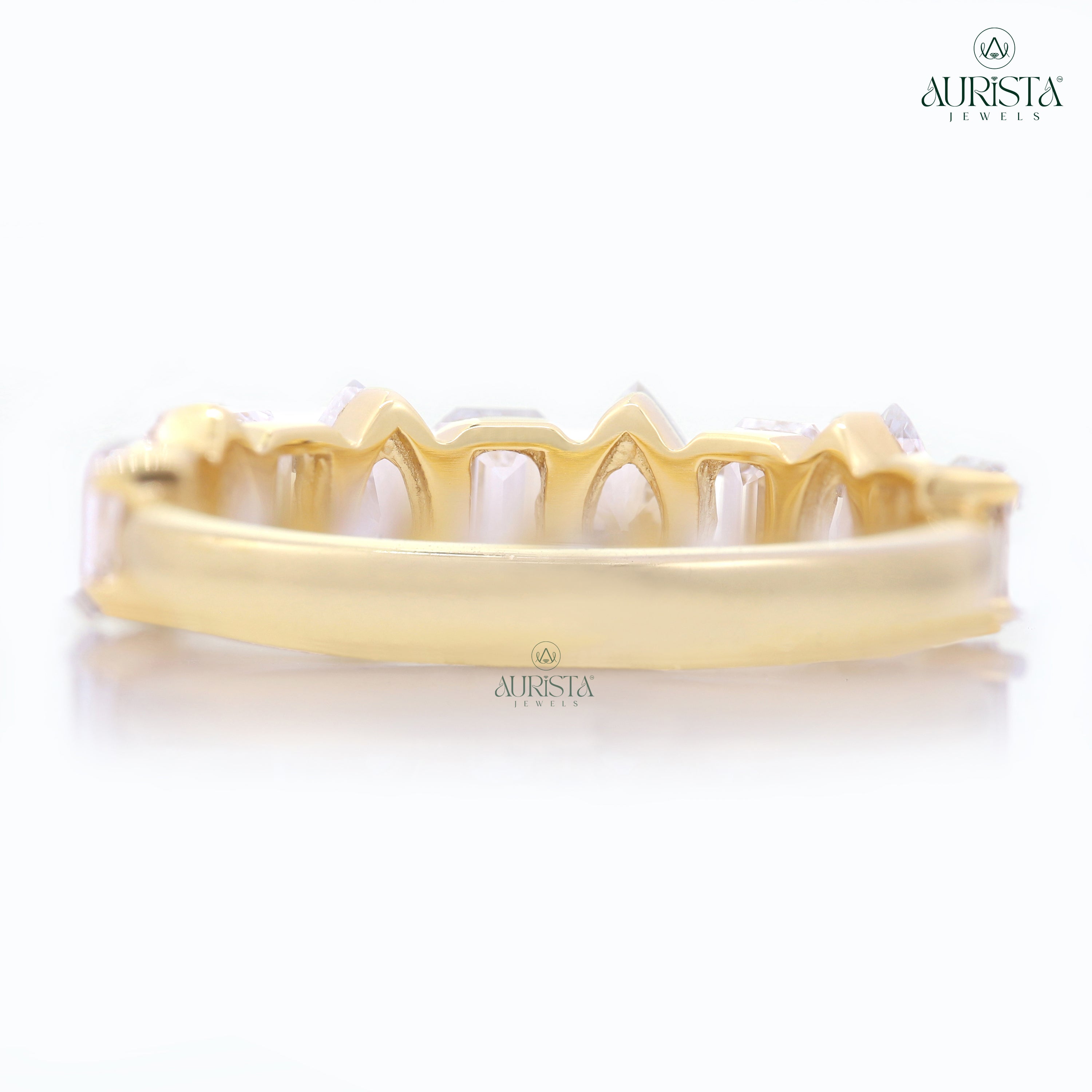 Wear Your Promise- Yellow Gold Band with Pear And Emerald Diamond