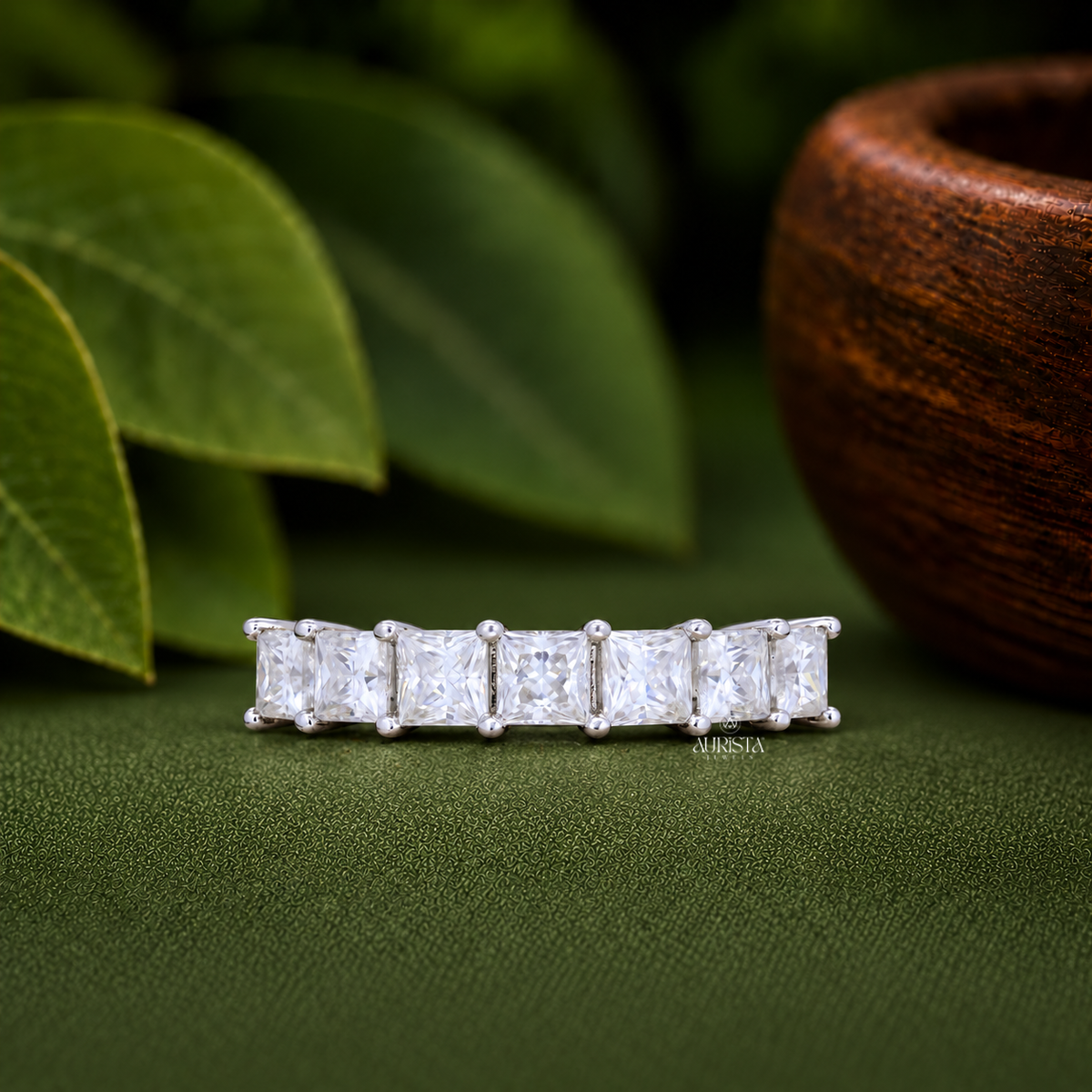 Princess Cut Lab Grown Diamond Eternity Band, Stackable Wedding Ring