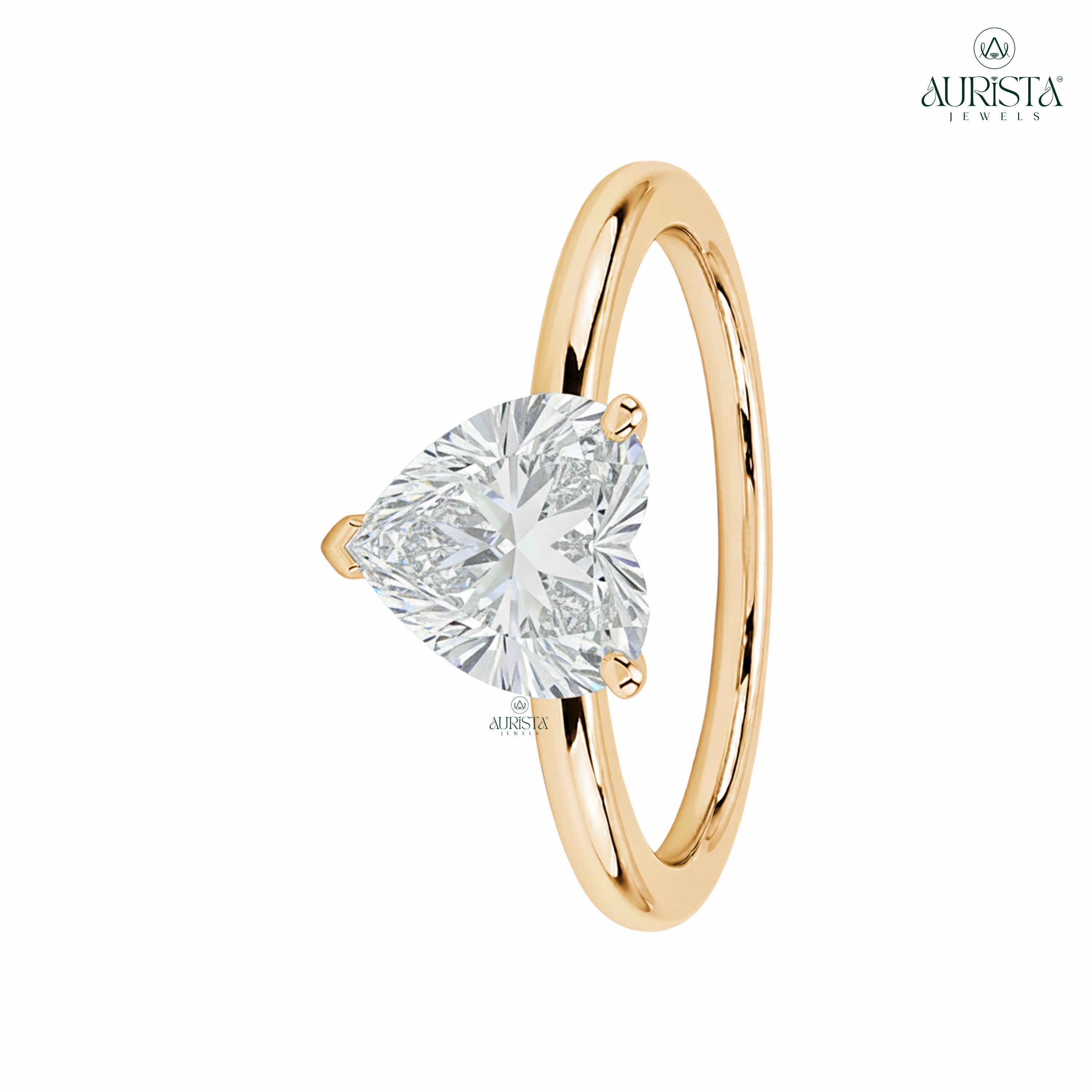 Heart’s Whisper – Gold Ring with Heart Diamond